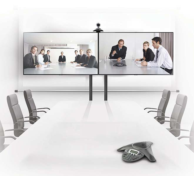 B-TECH SystemX Videokonferenz Rollständer für Dual-Displays nebeneinander mit Kameraablage (VESA 400x400) - 1.5m Ø60mm Poles