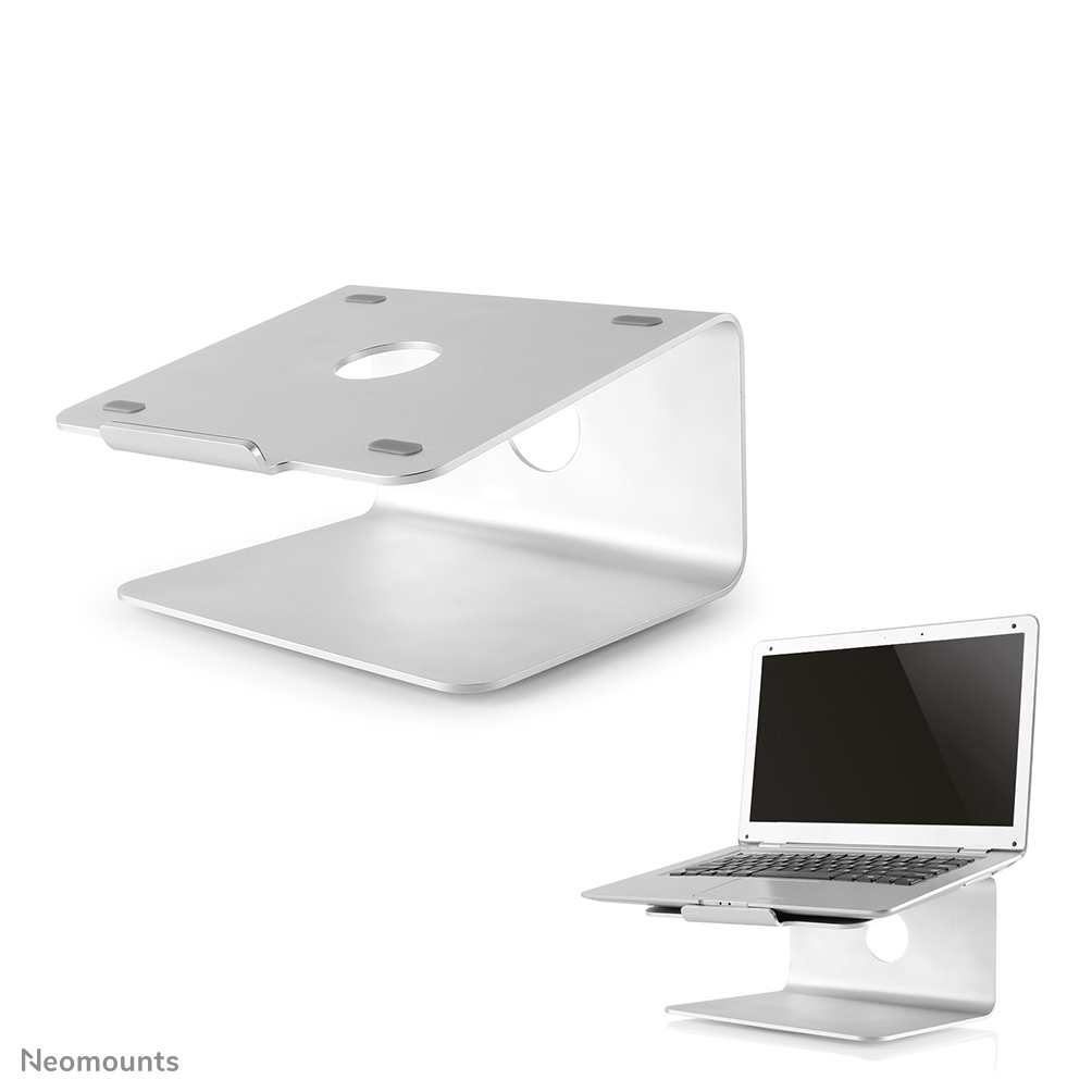 Laptopständer, Aluminium, Silberfarben, Ergonomisch, Kabelöffnung