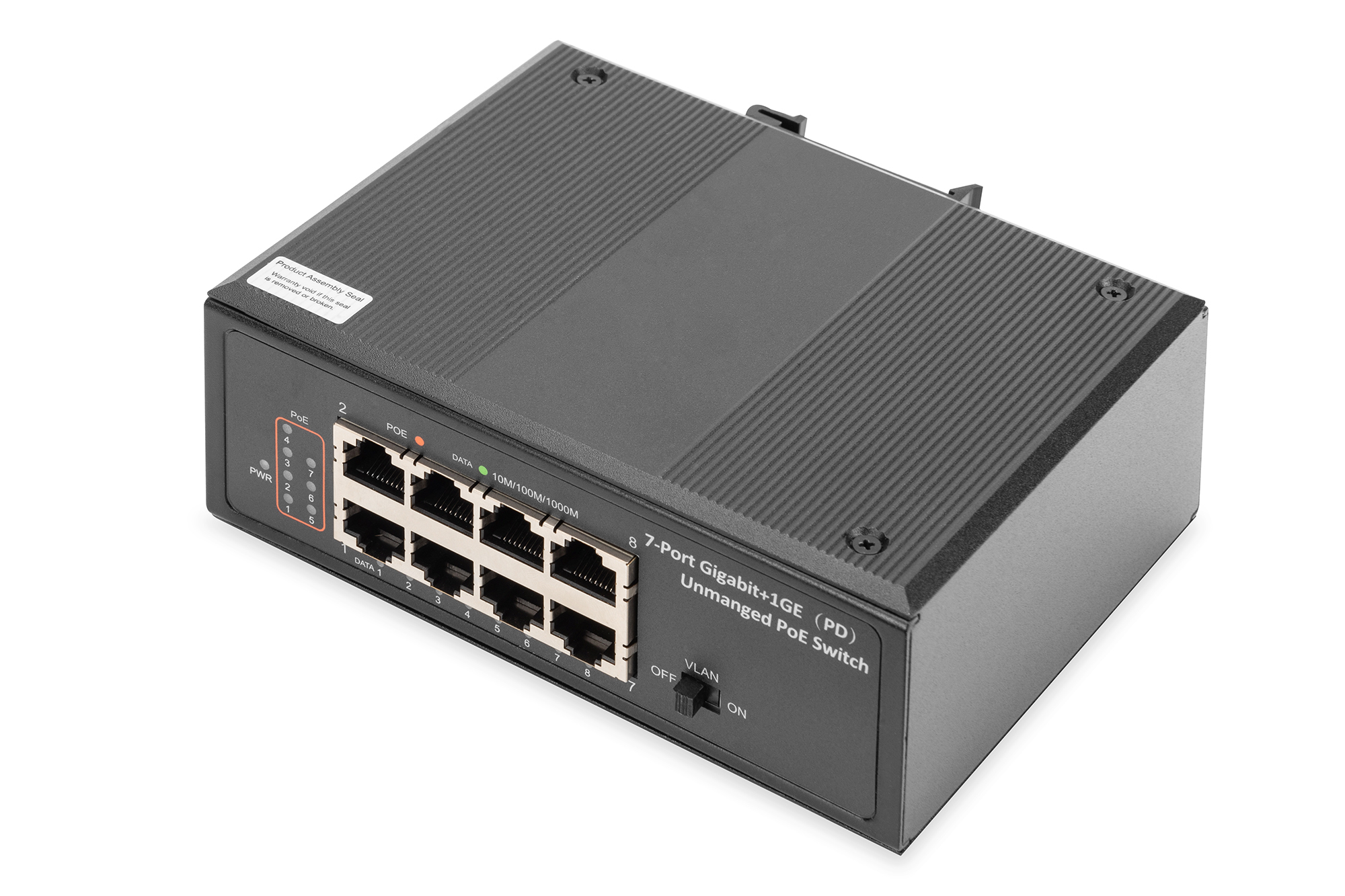DIGITUS Industrial 7-Port Gigabit PoE Switch, Unmanaged