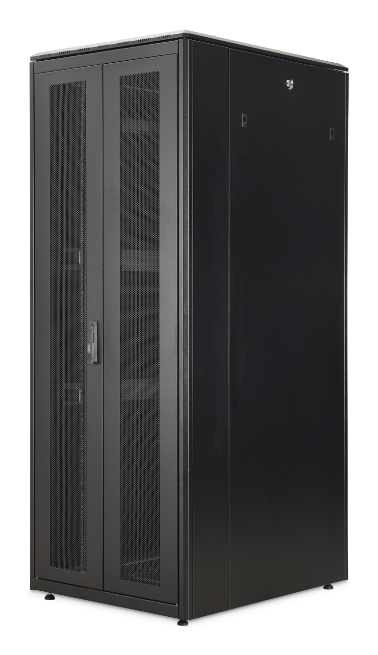 Serverrack, Schrank, Metallrahmen, Belüftete Türen, Rechenzentrum