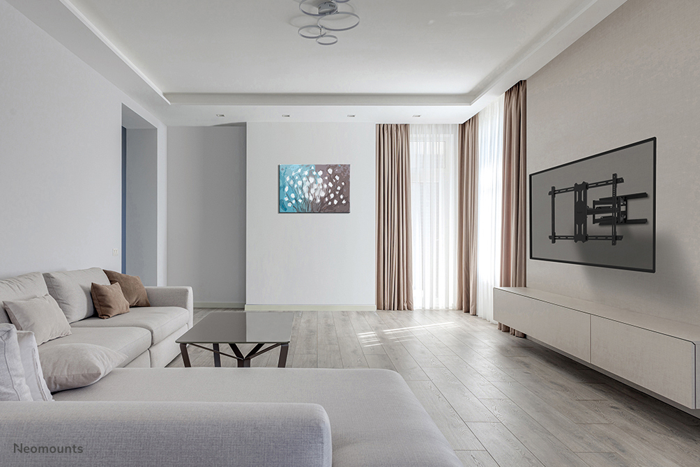 Wohnzimmer, Sofa, Wohnwand, TV-Wand, Fenstervorhang