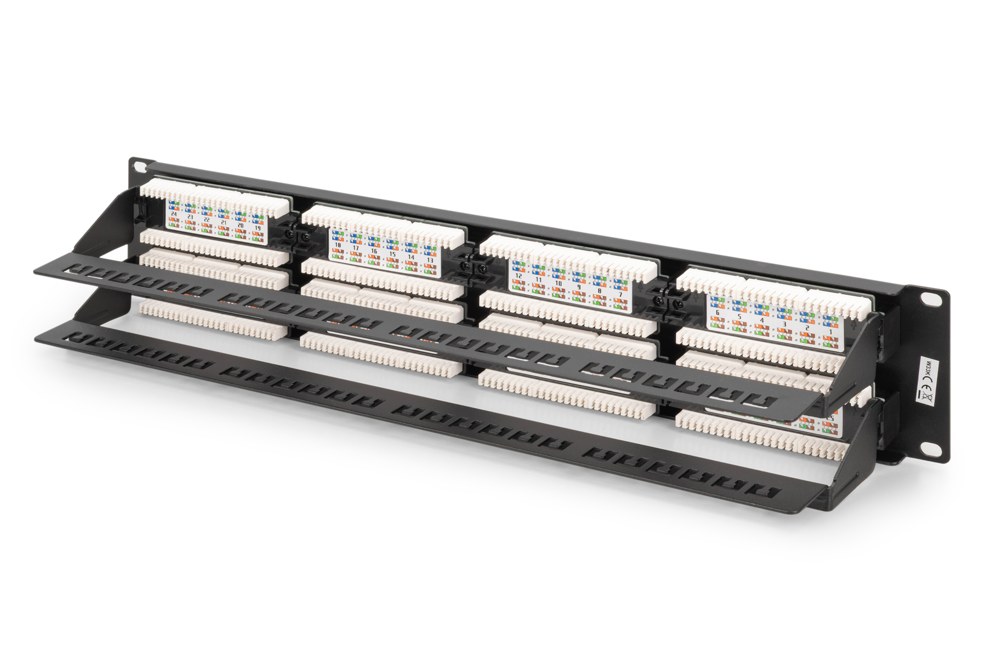 DIGITUS Schrank Zubehör 19" Patch Panel CAT 6 Klasse E ungeschirmt 48-Port 2HE 8P8C LSA Schwarz RAL 9005 DN-91648U Computerausrüstung, Elektronik, Hardware