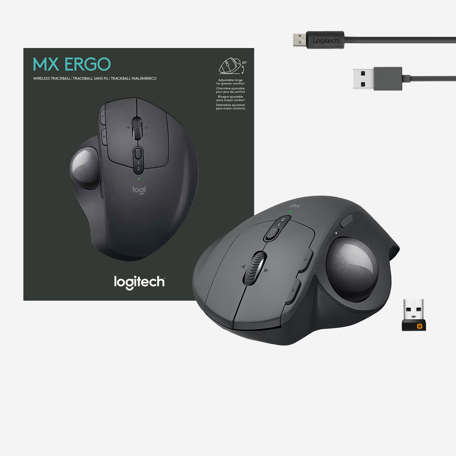 Logitech Maus MX ERGO Trackball, schwarz