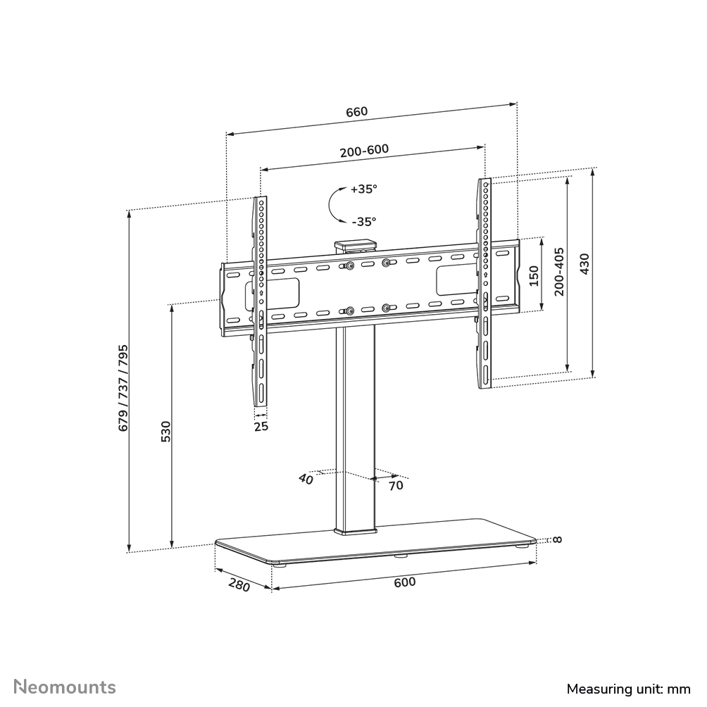 Neomounts TV Tischständer schwenkbar VESA 600x400 DS45-430BL16