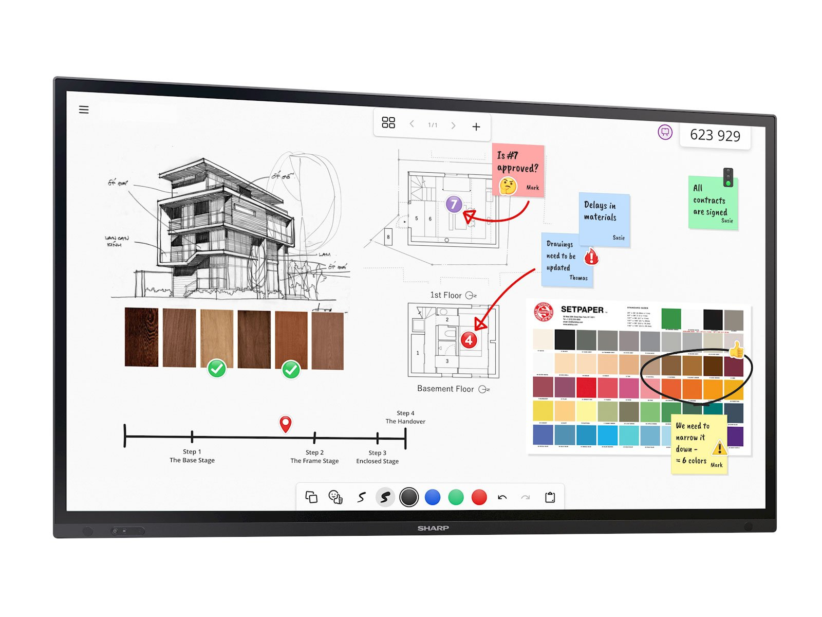 Interaktives Display, Touchscreen, Schwarzer Rahmen, Wandmontage, Digitale Whiteboard-Funktion