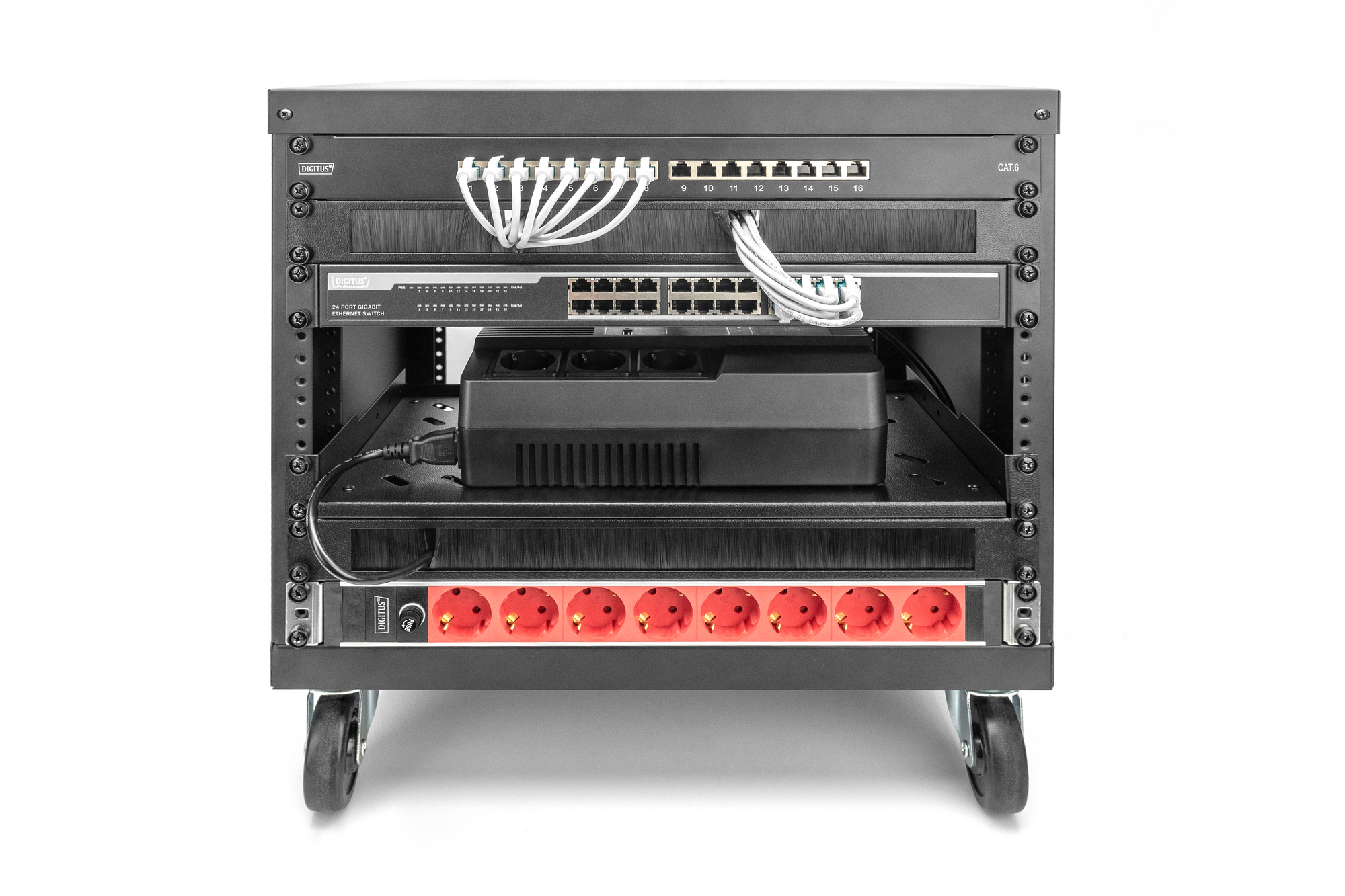 DIGITUS DN-48001 Universal 19-Zoll Equipment Rack mit Rollen, 16HE DIGITUS DN-48001 Universal 19-Zoll Equipment Rack mit Rollen, 16HE