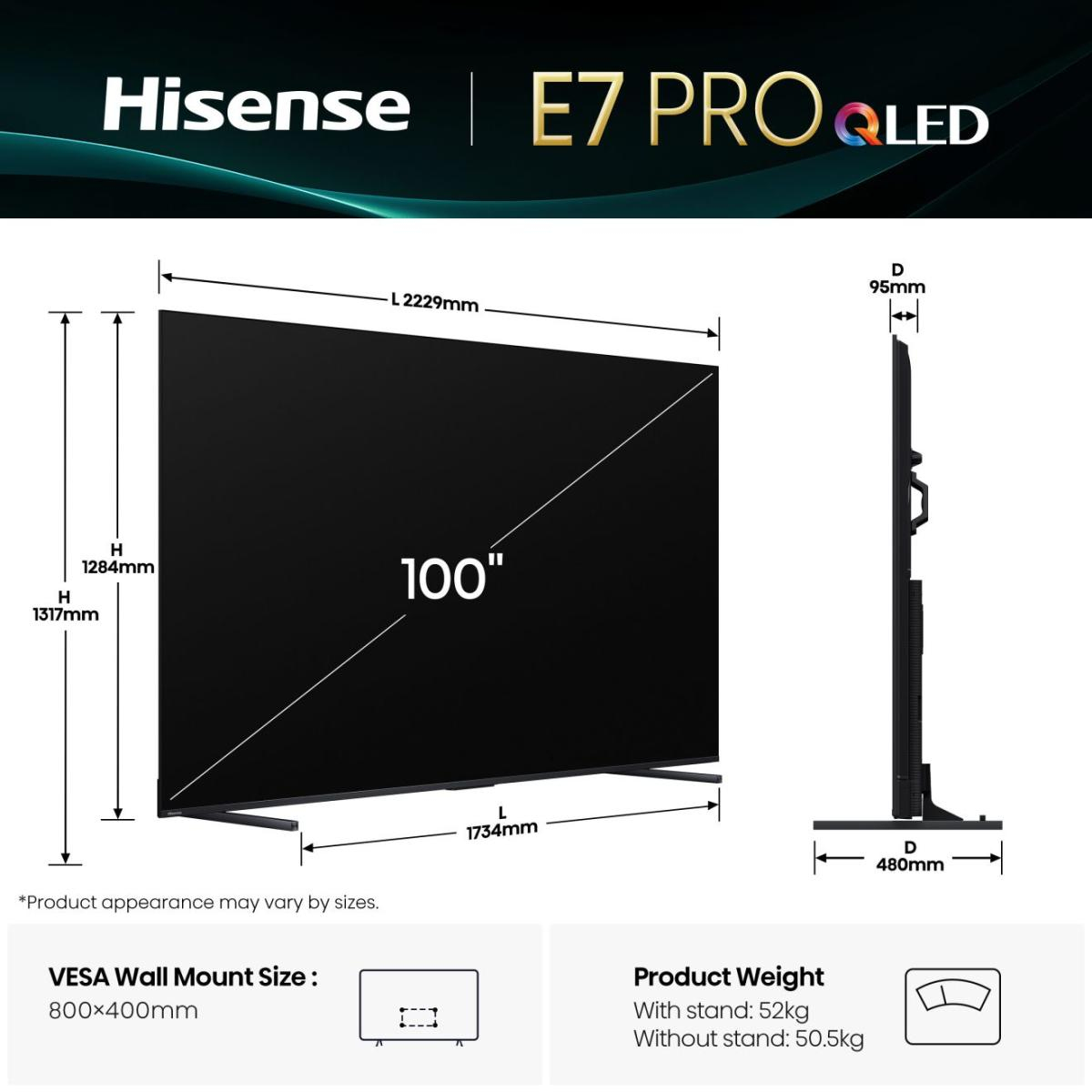 100 Zoll, LED-TV, Abmessungen, Wandhalterung, Standfuß
