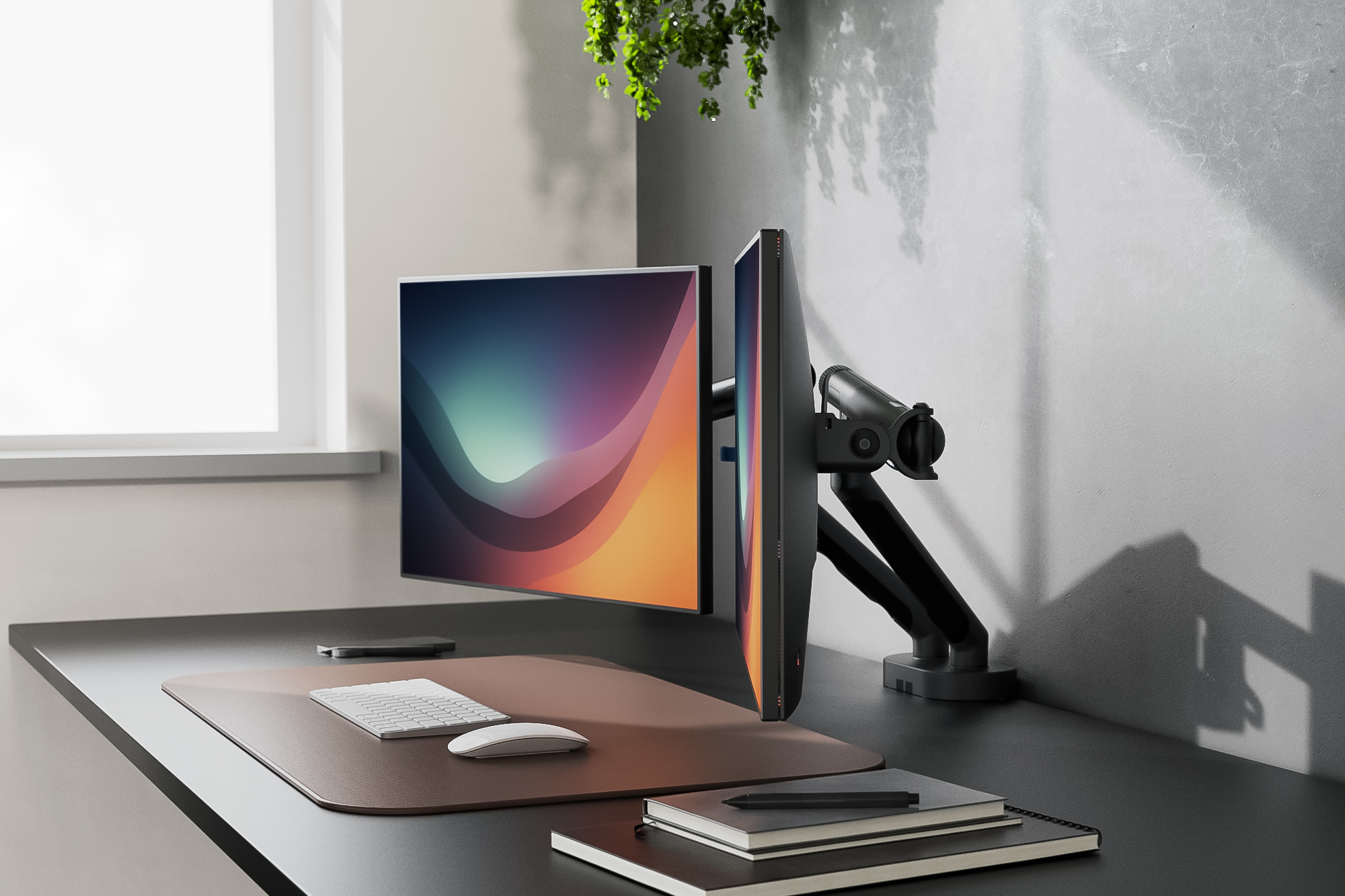 Monitor, Dual Monitor, Ergonomischer Ständer, LED, Schreibtisch-Setup