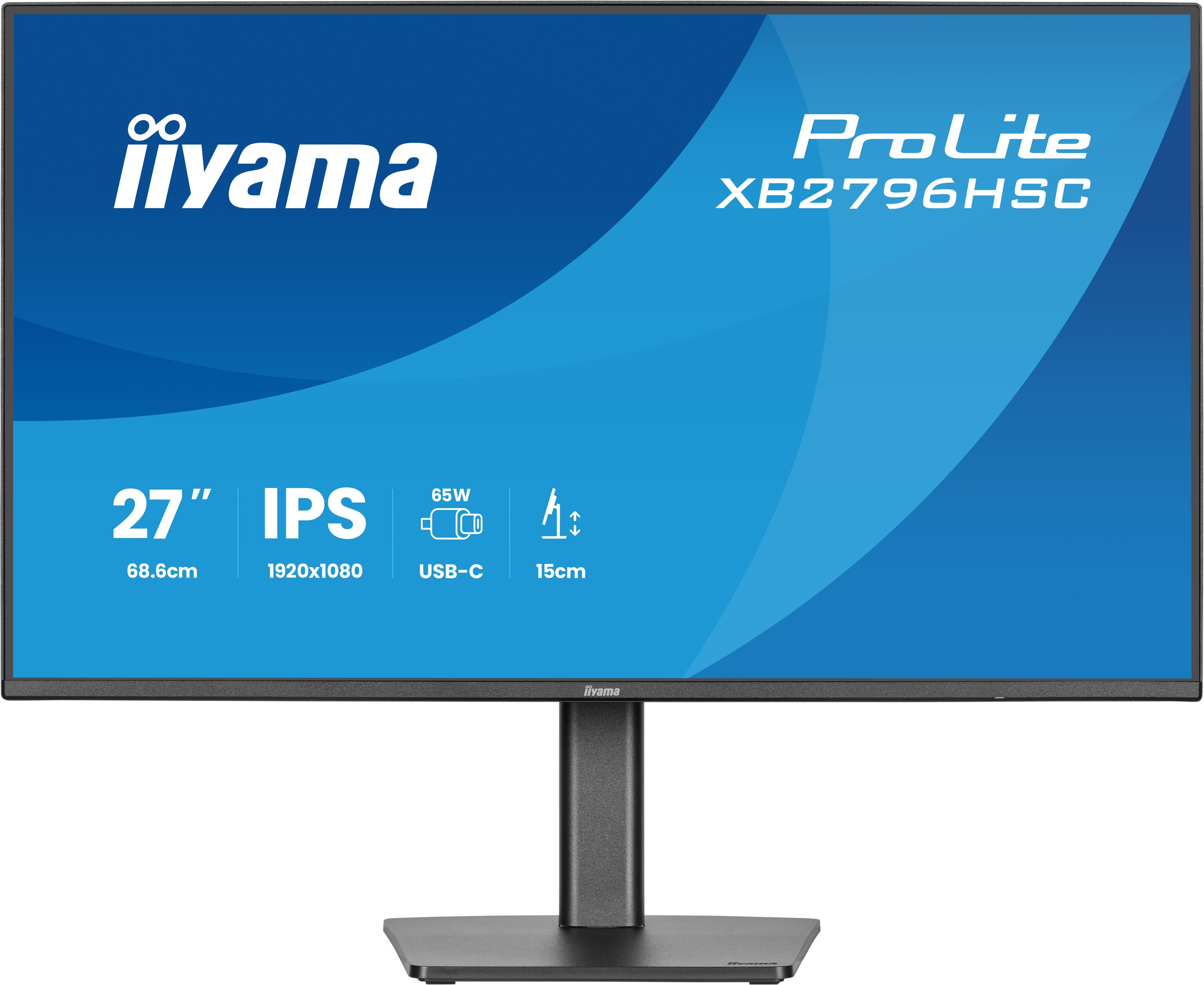 27 Zoll, IPS, USB-C, Monitorständer, Blauverlauf