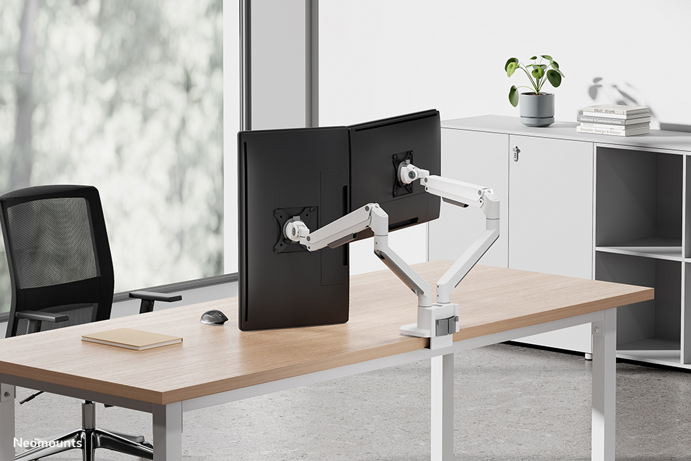 monitor arm, ergonomischer_monitorarm, duales_monitorenmontage, verstellbarer_arm, Bürodesk-Zubehör