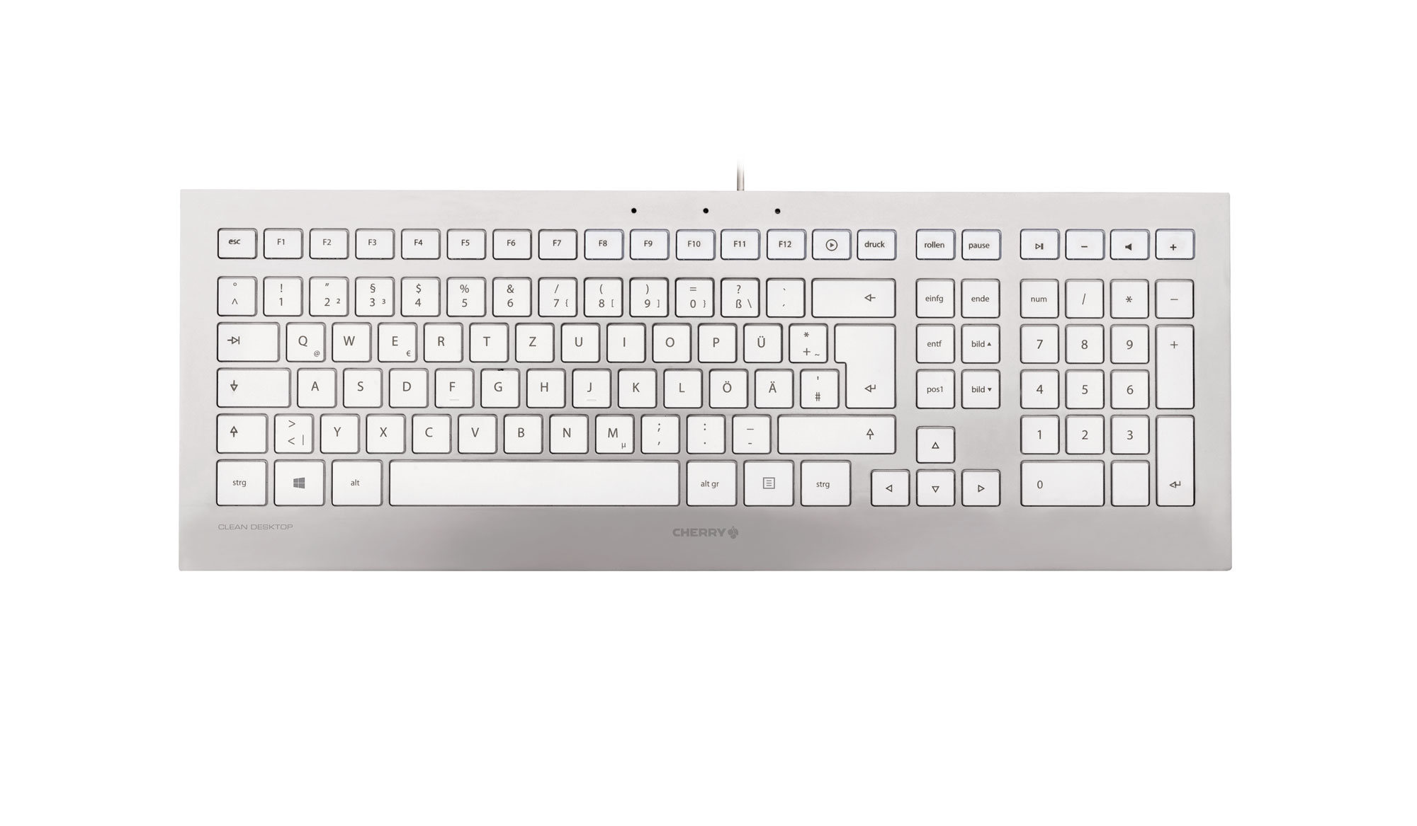 Cherry Keyboard STRAIT CORDED (JK-0300DE) silber, weiß