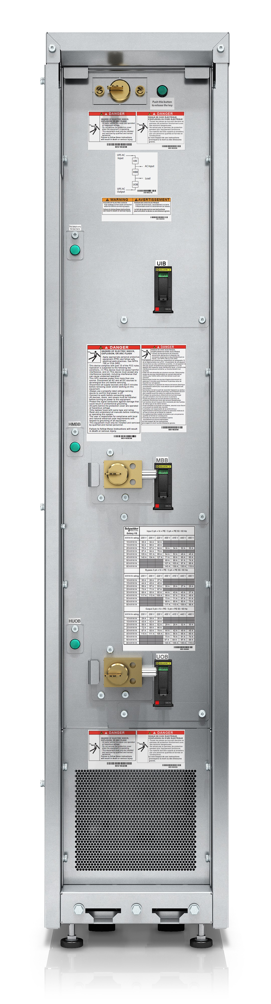 APC Galaxy VS Maintenance Bypass Cabinet, UL, Single-Unit 10-40kW 208V, 20-80kW 480V, 20-80kW 400V