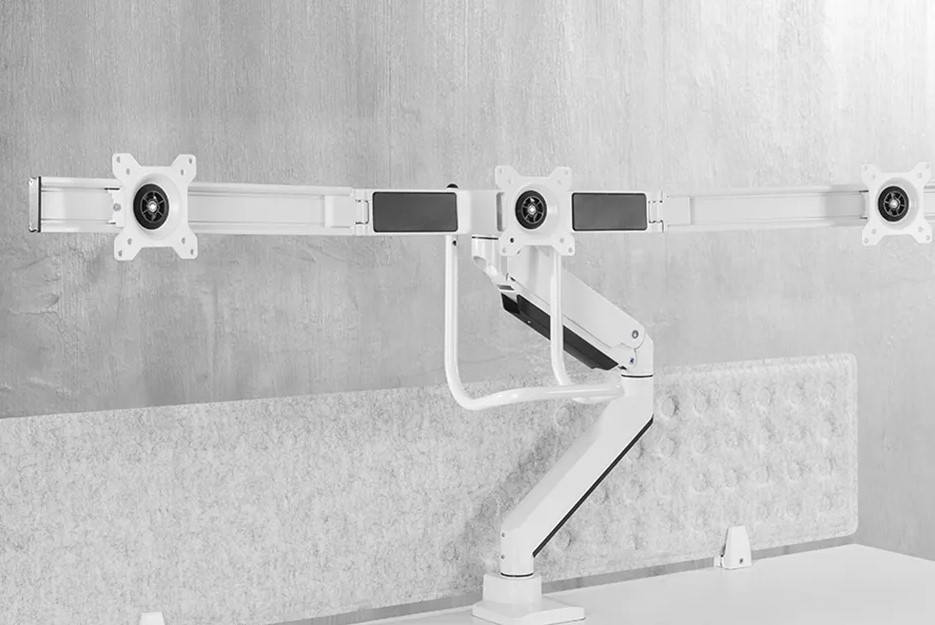 Neomounts NM-D775DX3WHITE Monitorarm 17-27" - Gasfeder - Topfix - 180°-Stopp
