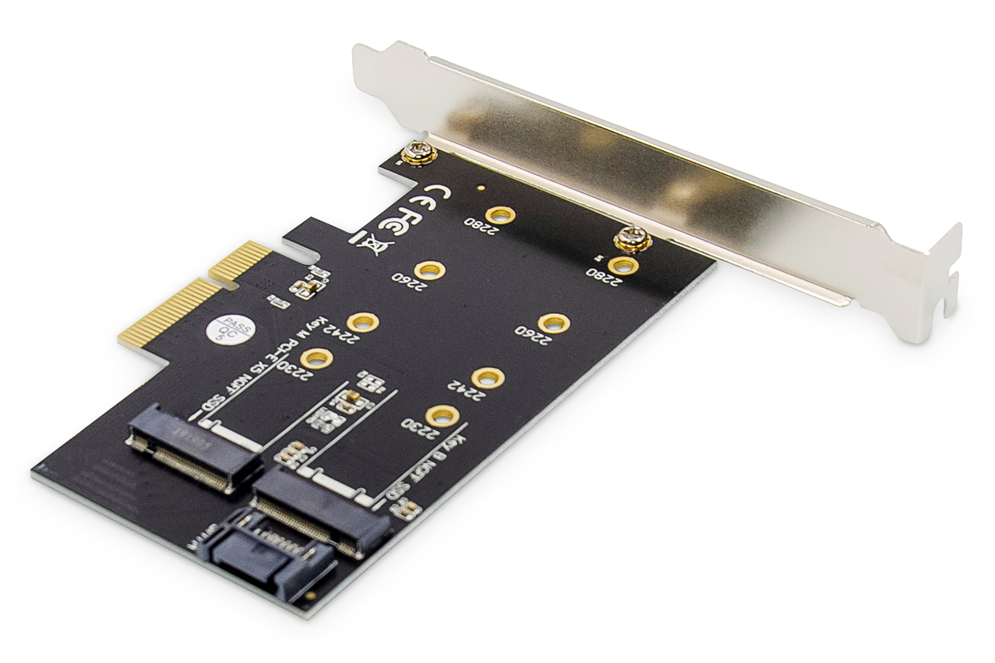 PCIe-Adapter, Erweiterungskarte, SATA-Schnittstelle, Leiterplatte, Goldkontakte