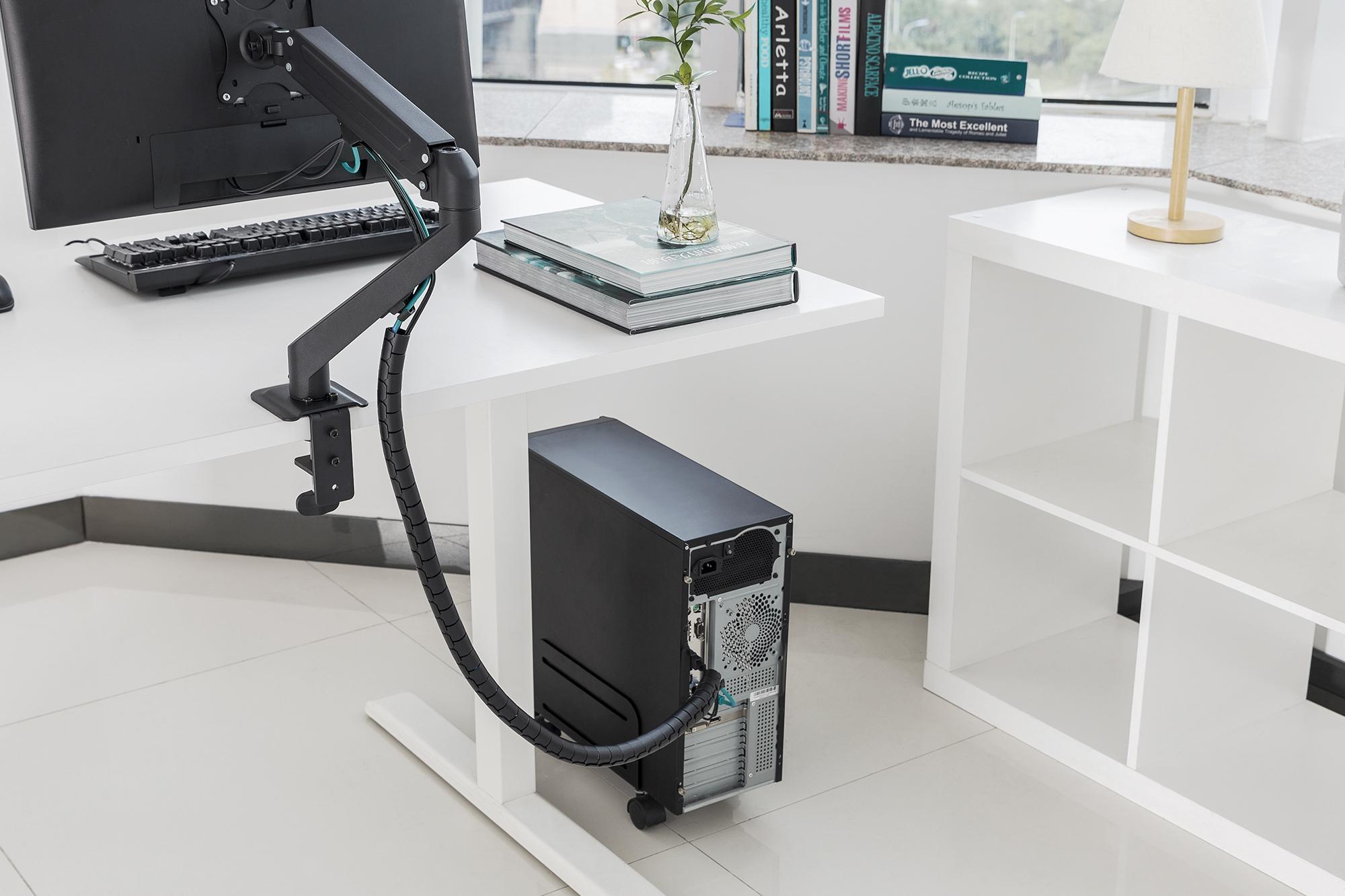 Computer, Schreibtisch, Monitor, PC-Tower, Büro-Setup