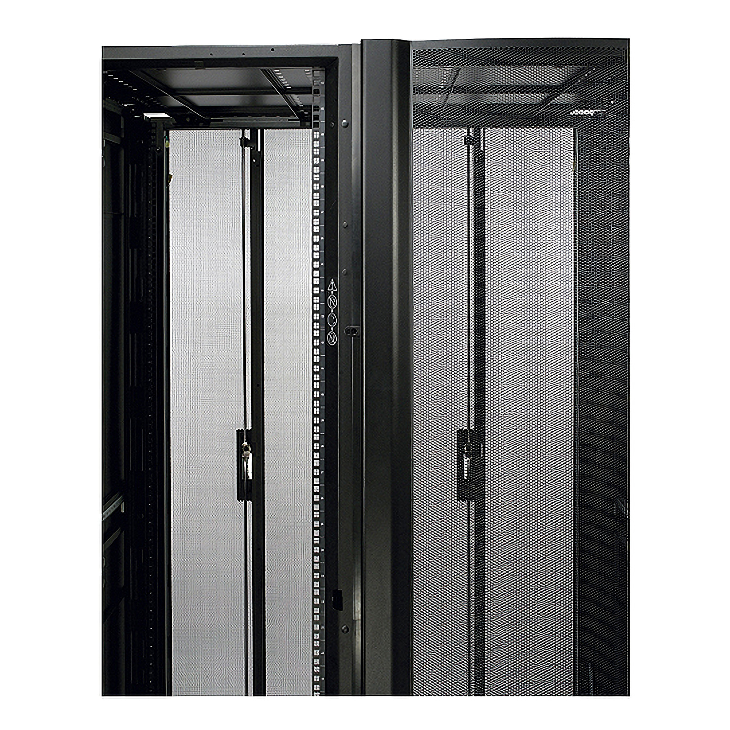 ServerRack, Daten-Schrank, Metallnetz, Doppeltür, vertikale Schiene