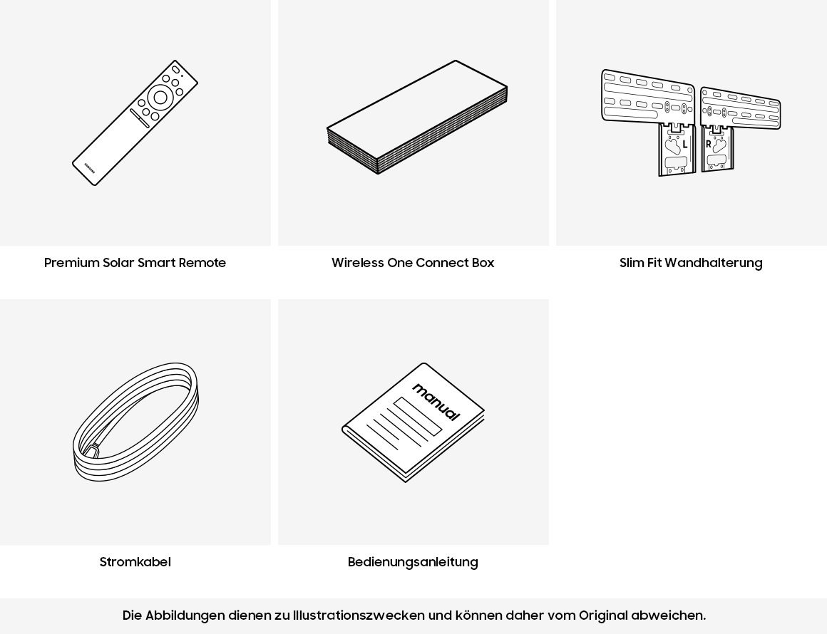 Fernbedienung, Stromkabel, Bedienungsanleitung, Manuell, One Connect Box