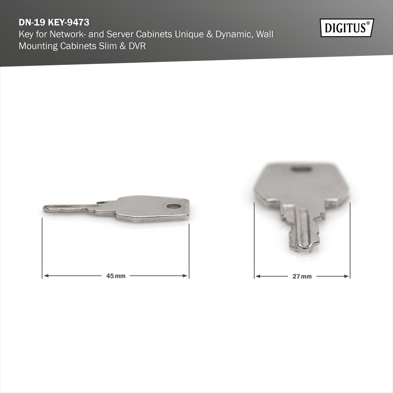 DIGITUS DN-19 KEY-9473 Schlüssel für Netzwerk- und Serverschränke Unique & Dynamic, Wandgehäuse Slim