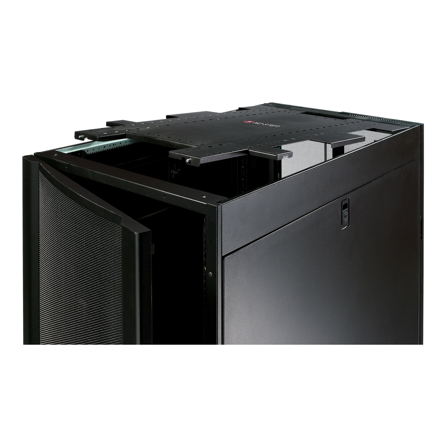 Servergehäuse, Rackmount-Gehäuse, Luftstrom oben, Metall schwarz, Laufwerksschächte