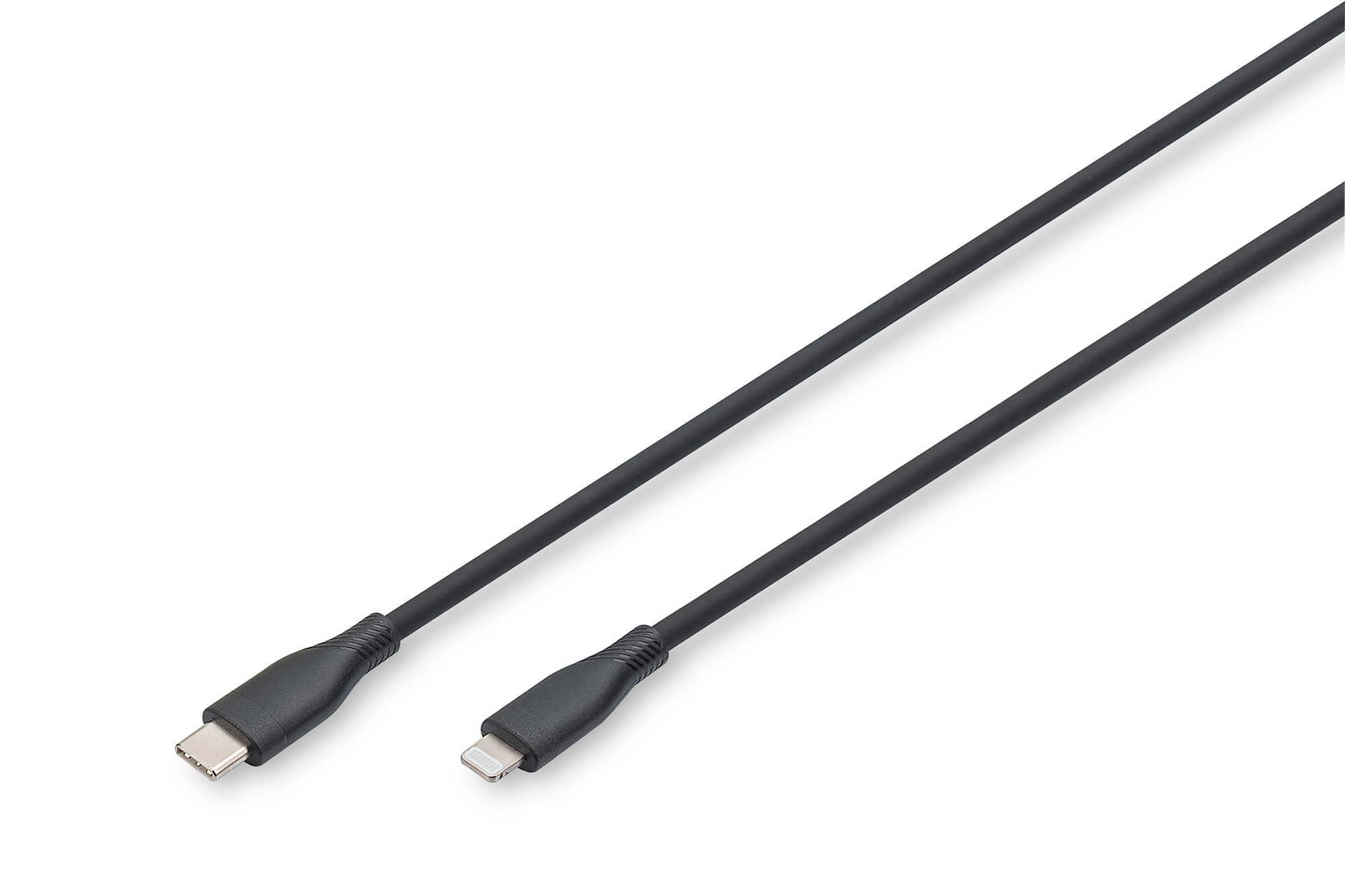 DIGITUS AK-600110-005-S Lightning Silikon Anschlusskabel, USB-C - Lightning, 0,5m, schwarz Kabel