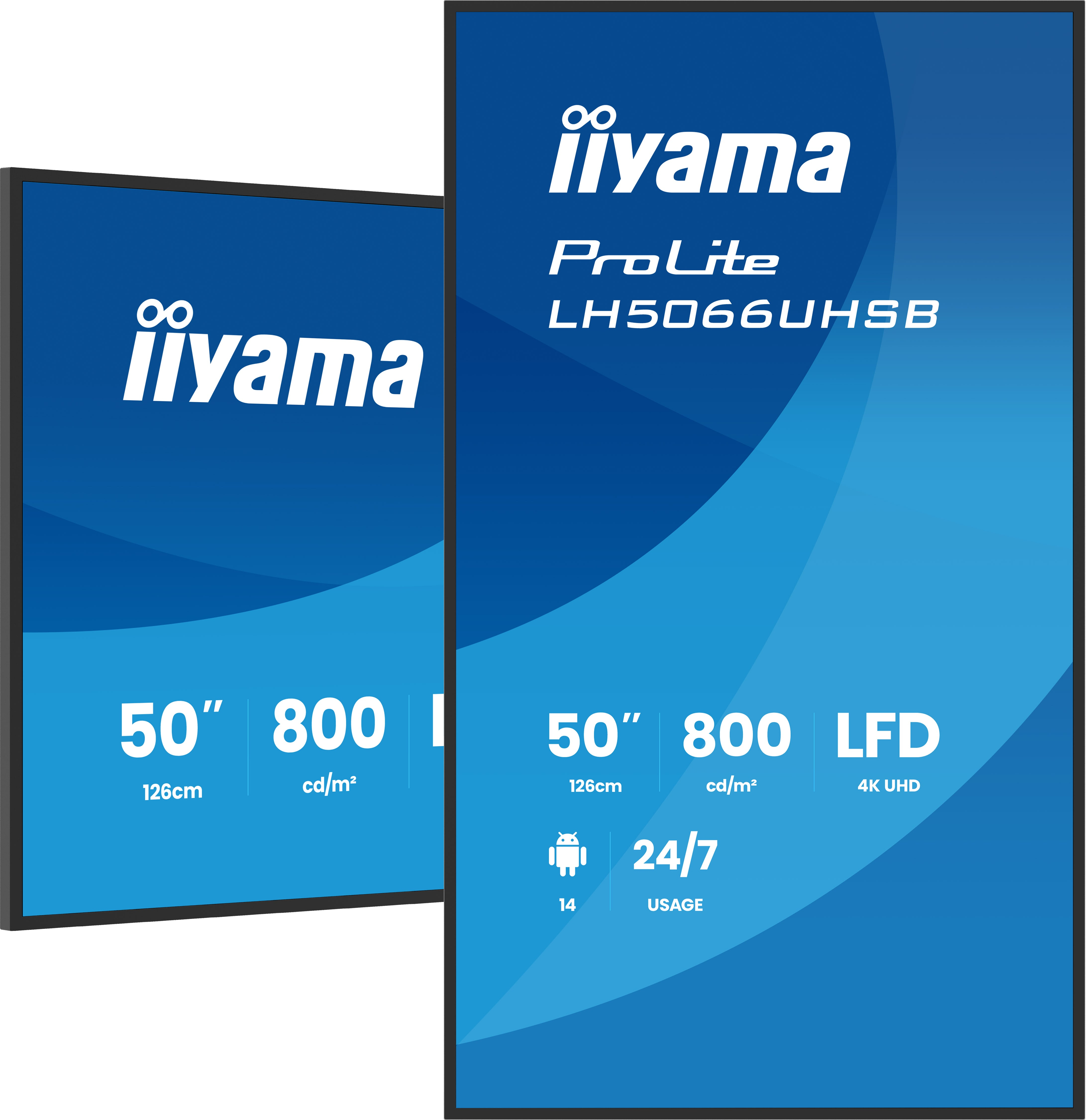 50 Zoll, LED, 4K, UHD, vertikaler Monitor