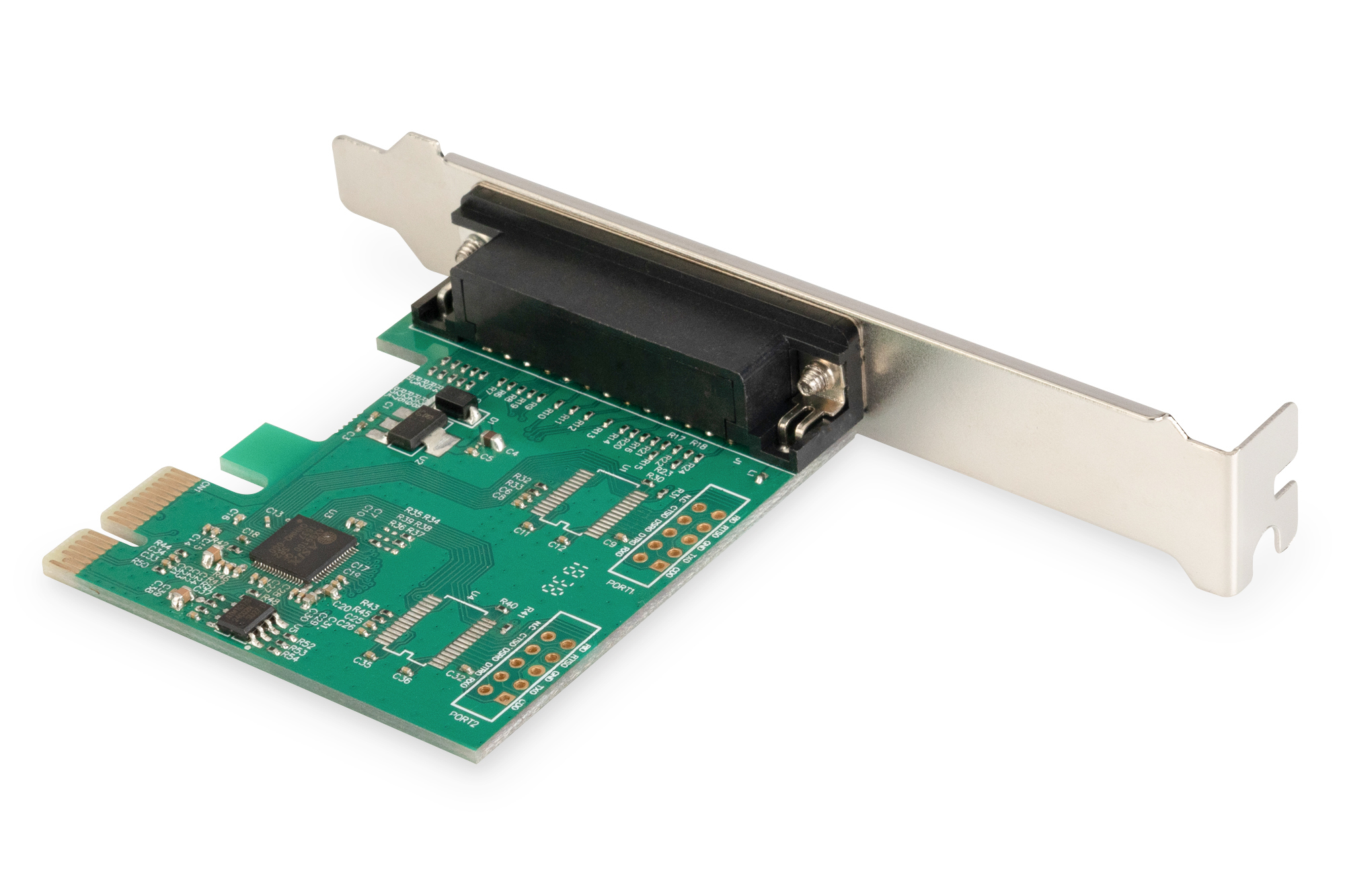 PCIe Adapter,  Erweiterungskarte,  grüne Leiterplatte, Kantenanschluss, Slot-Bracket