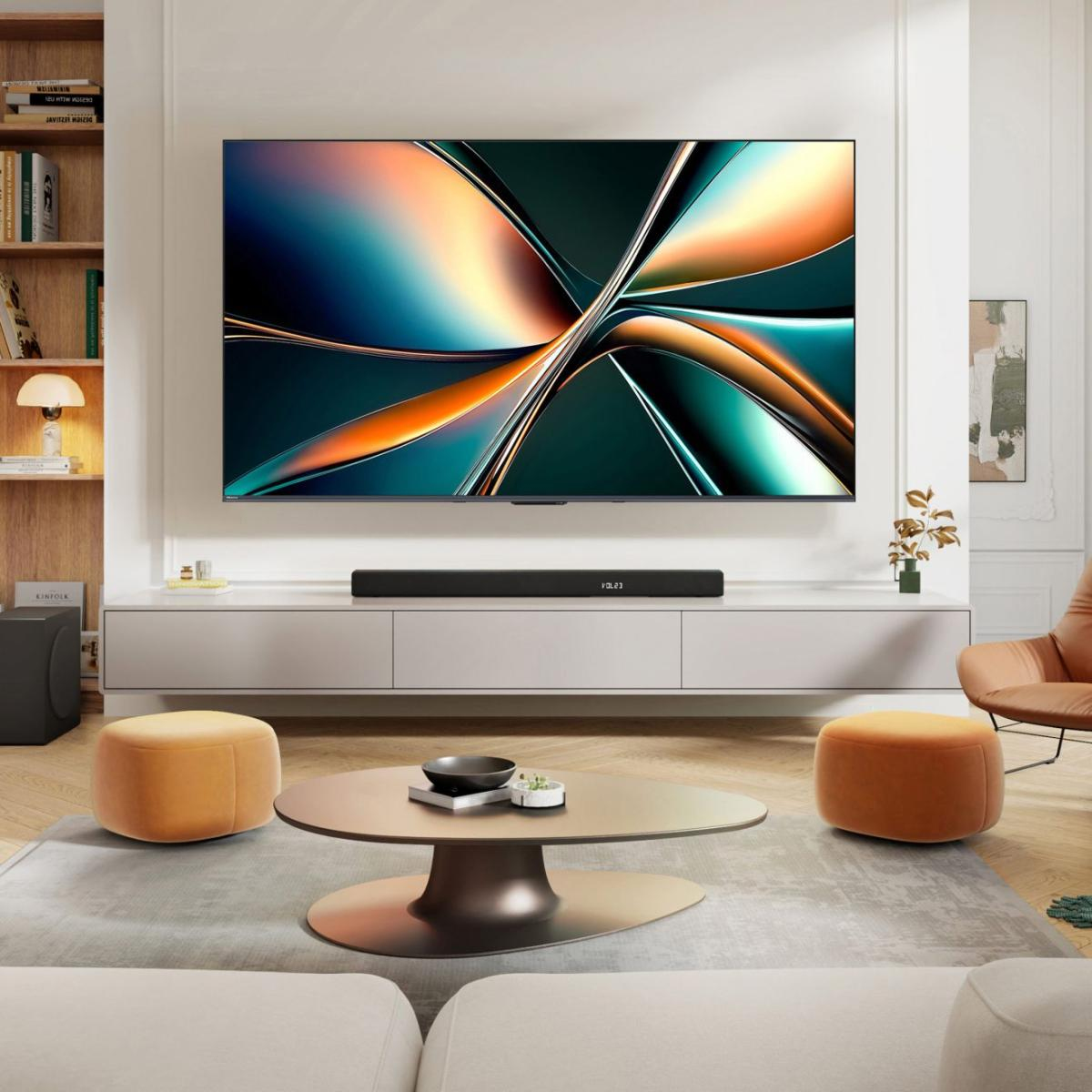 Fernseher, TV, Display, Soundbar, Wohnzimmer