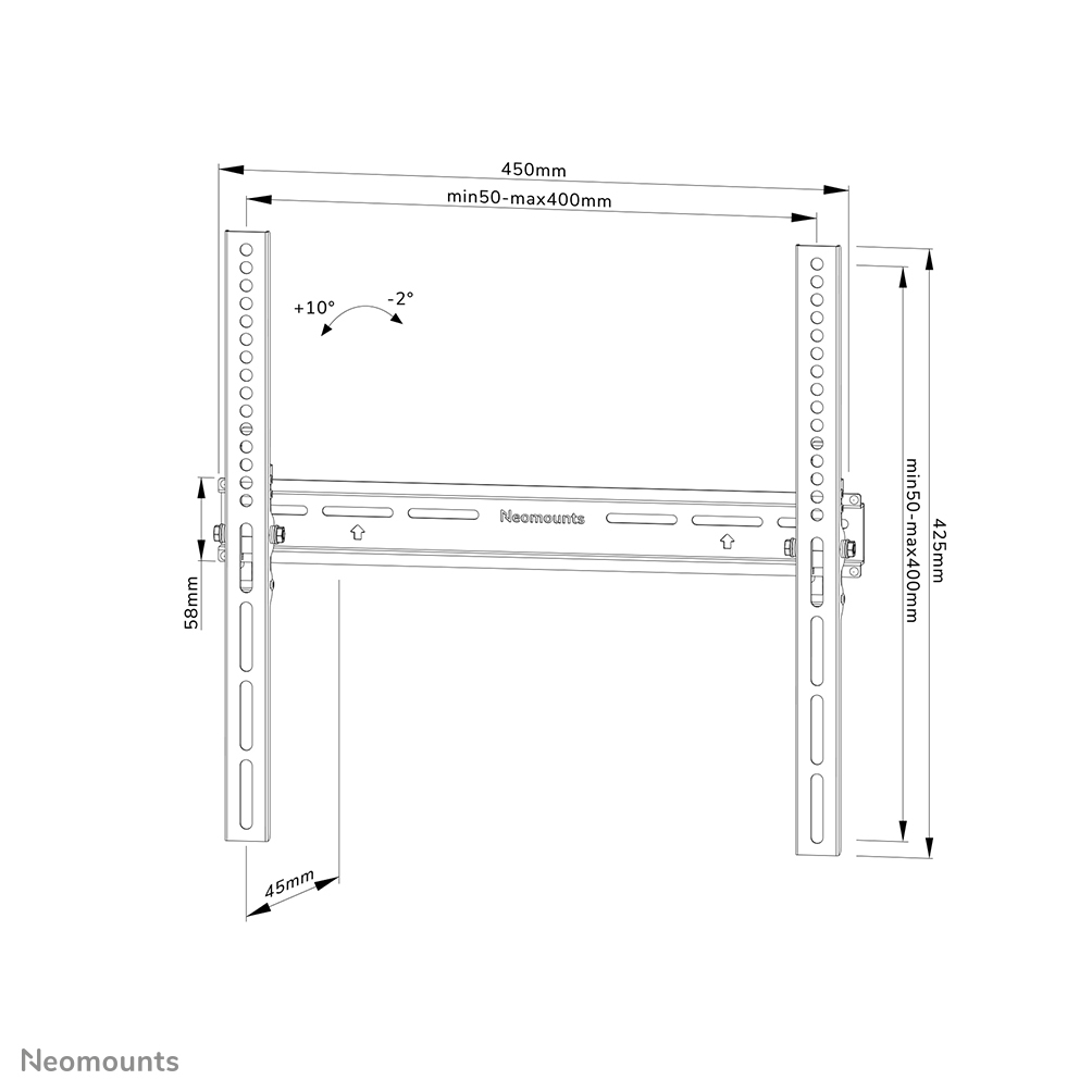 TV-Wandhalterung, verstellbar, Metall, Haltearm, Abmessungen