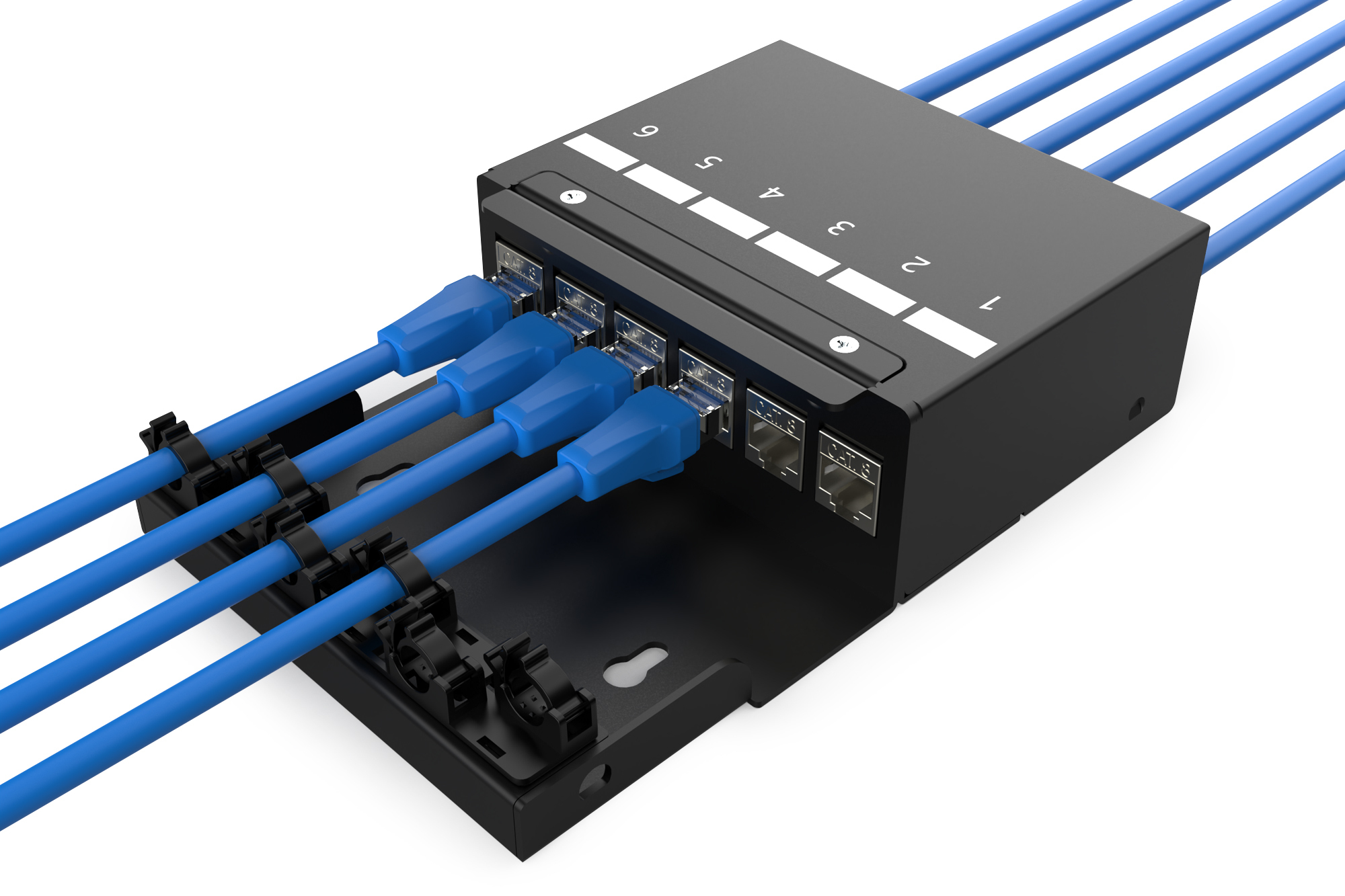 DIGITUS DN-93708-6, Konsolidierungspunkt-Box, 6 Ports Keystone-Module mit intelligentem Kabelmanager Elektronik, Hardware, Verkabelung, Computer-Hardware