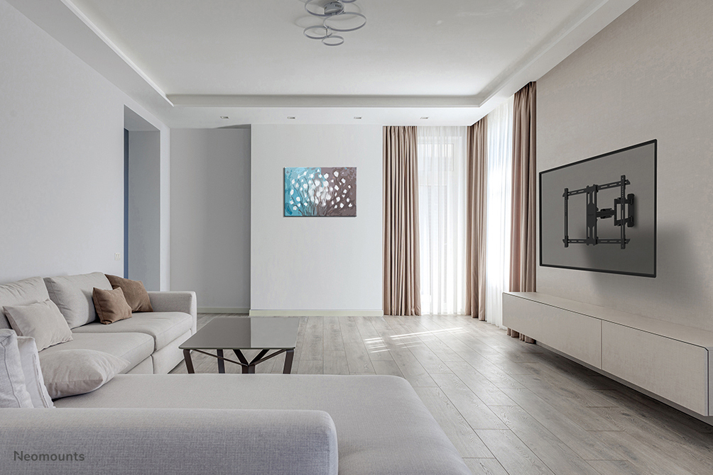 wohnzimmer, sofa, tv-wand, bodenleiste, vorhang