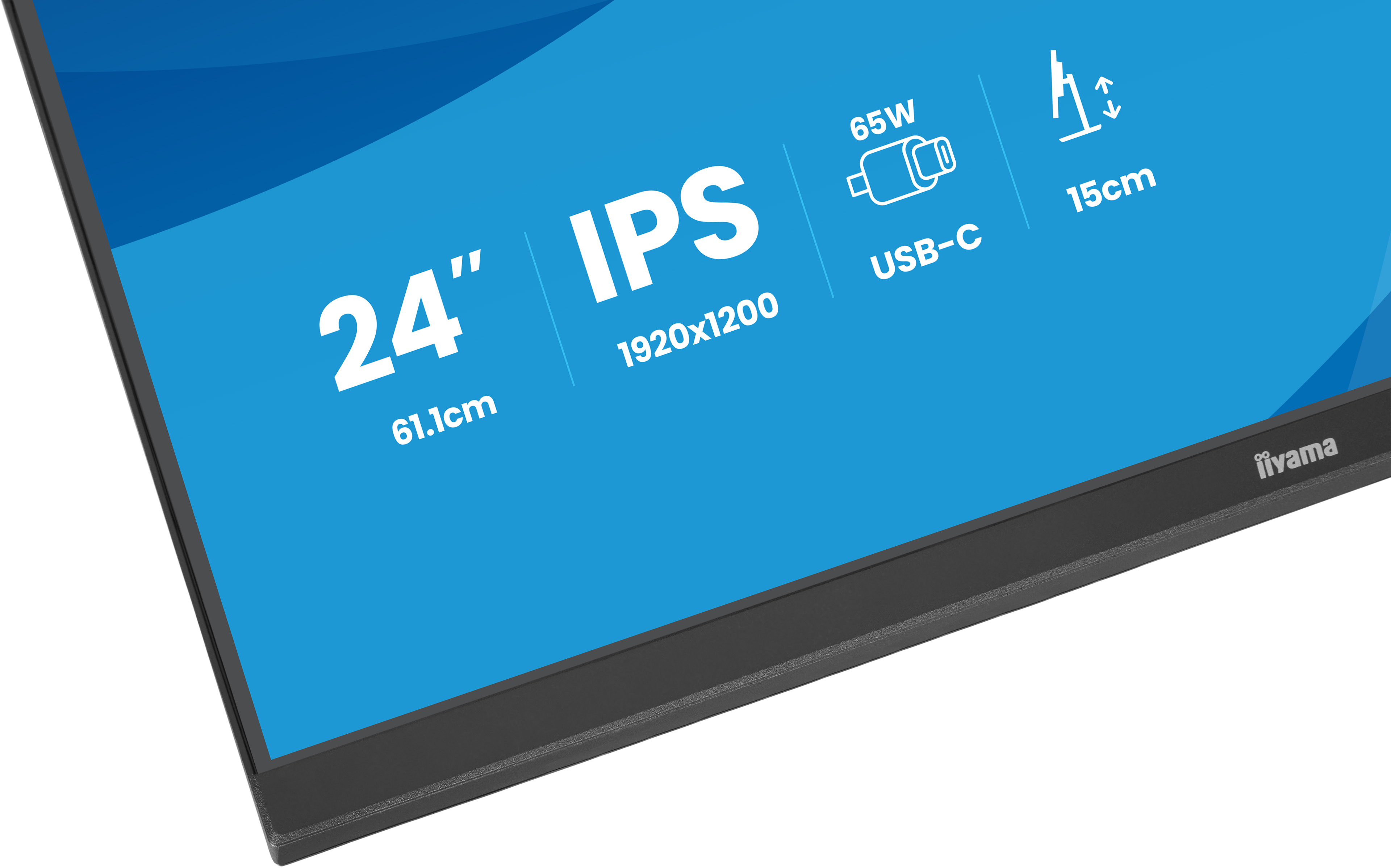 Monitor, 24", IPS, USB-C, 15cm