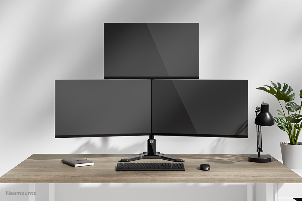 triple-monitor, desk setup, computer monitor, workspace, ergonomic
