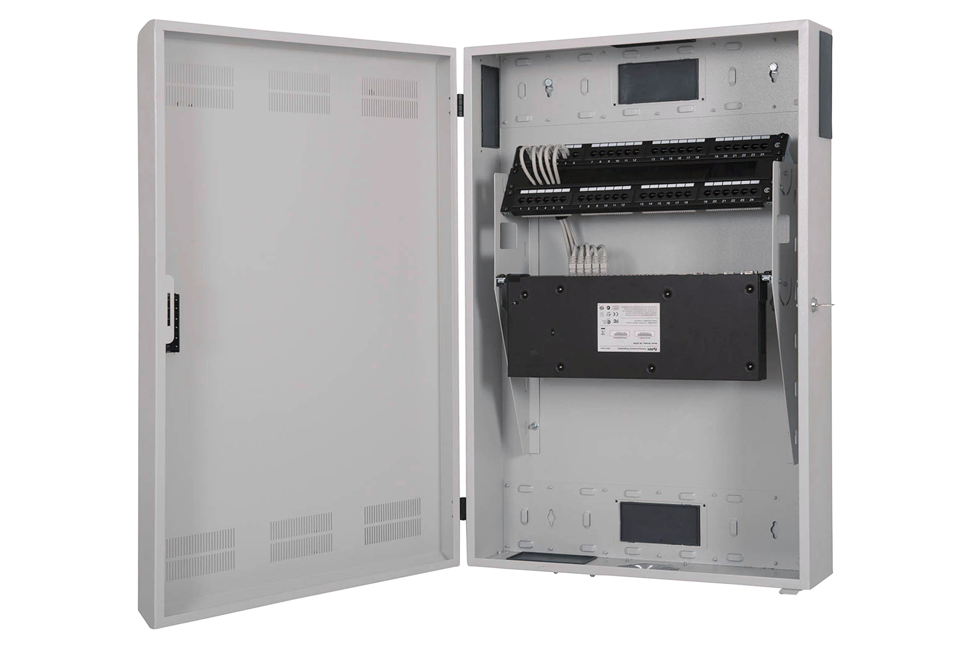 networkschrank, gehäuse, serverrack, patchpanel, kabelmanagement