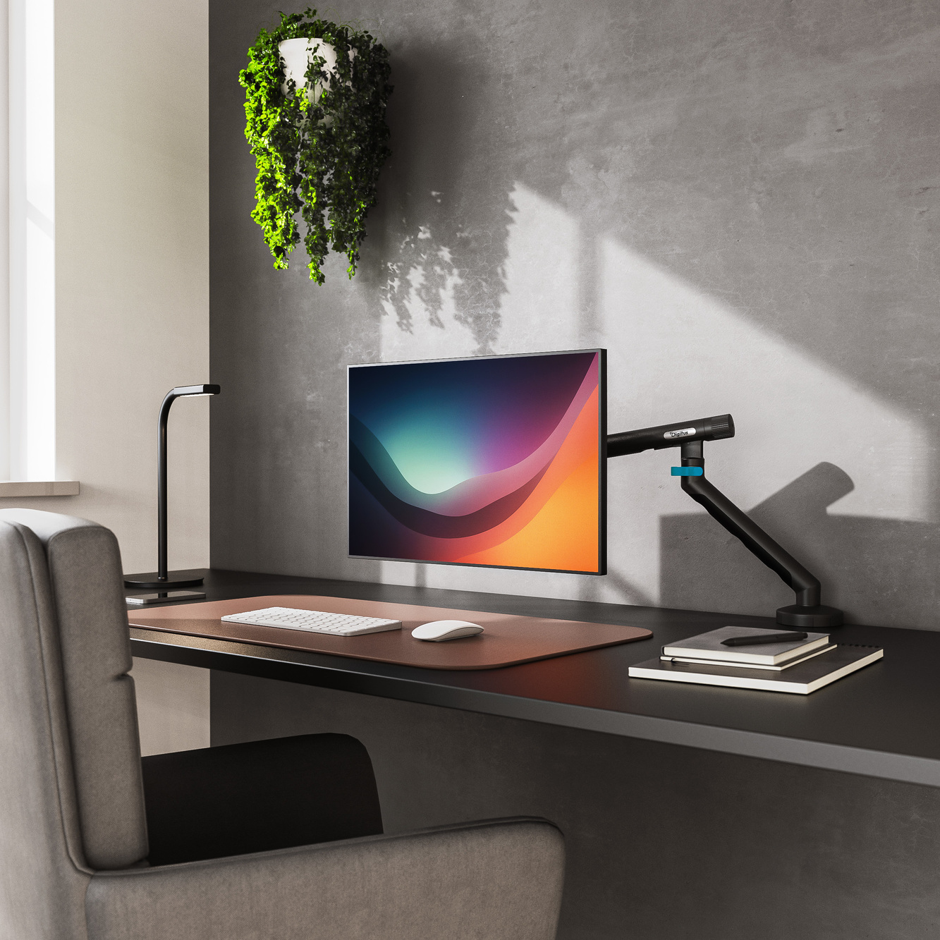 monitor, desk setup, computer monitor, workspace, ergonomischer Schreibtisch
