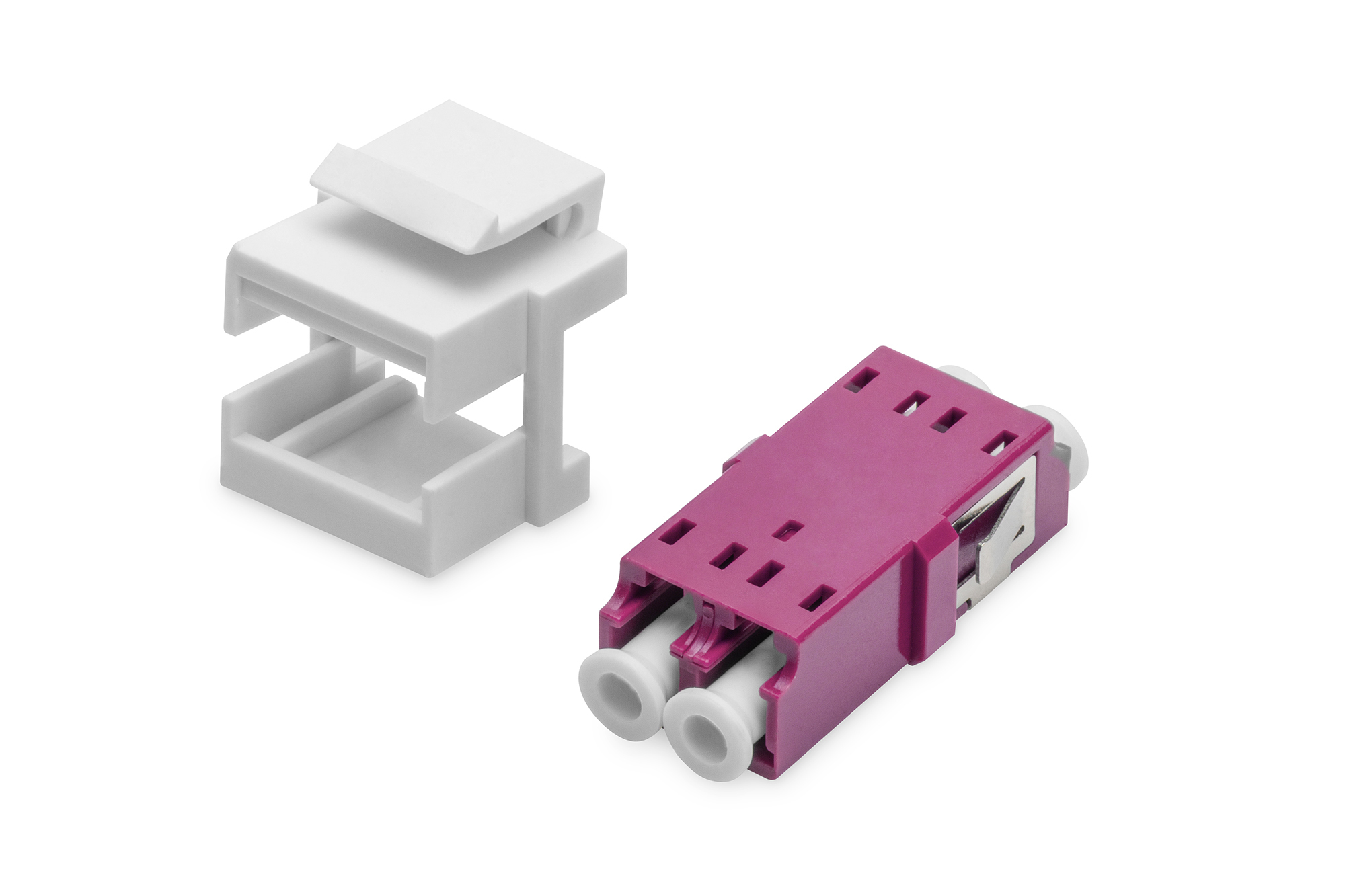 Fiberstecker, RJ45 Stil Slot, rosa Modul, weiße Gehäuse, steckbarer Stecker