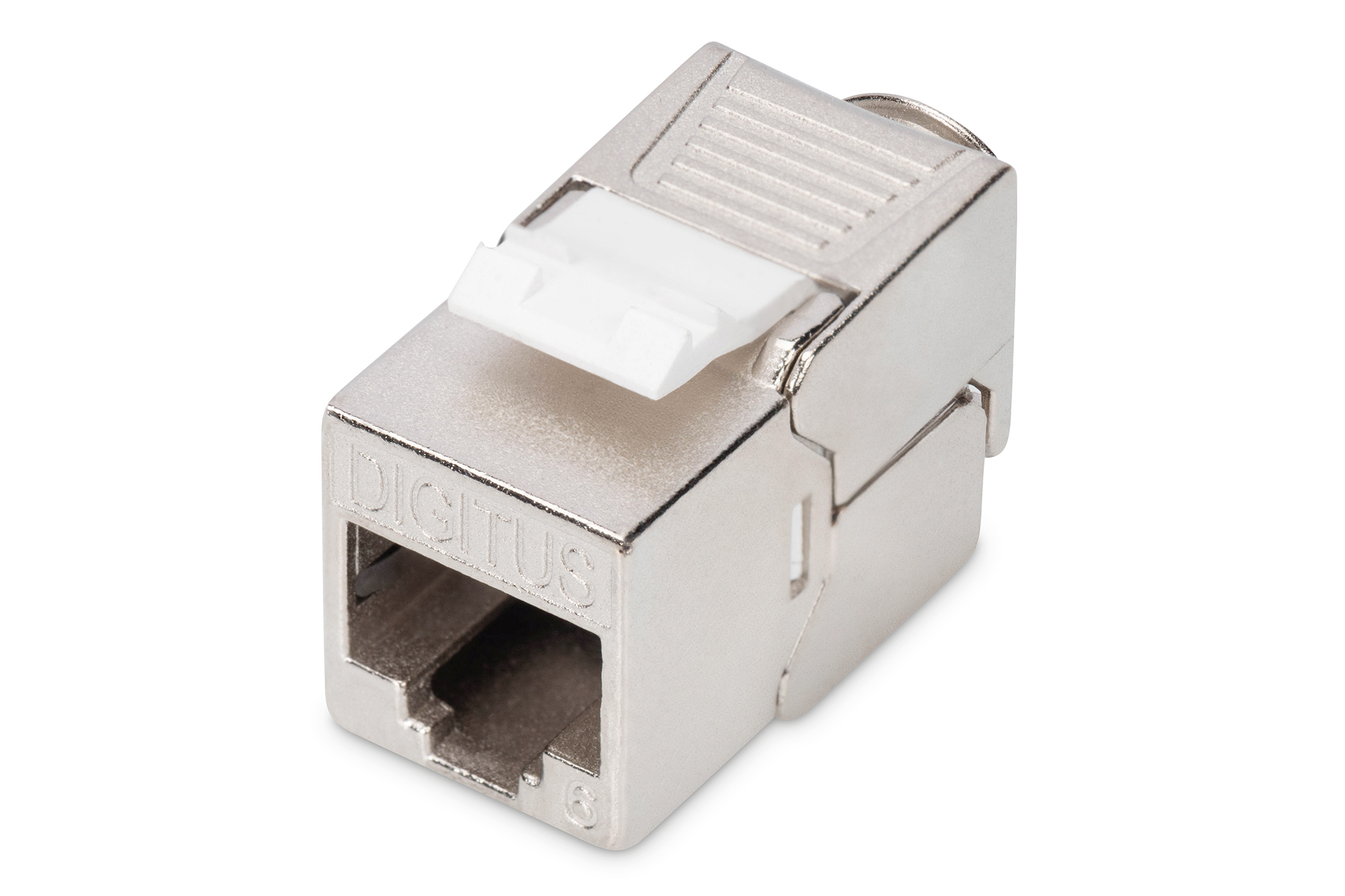 Kettle Jack, RJ45 Pass-Through, Netzwerkstecker, Silberfarbene Steckerverlängerung, Gedruckte DigiTUS