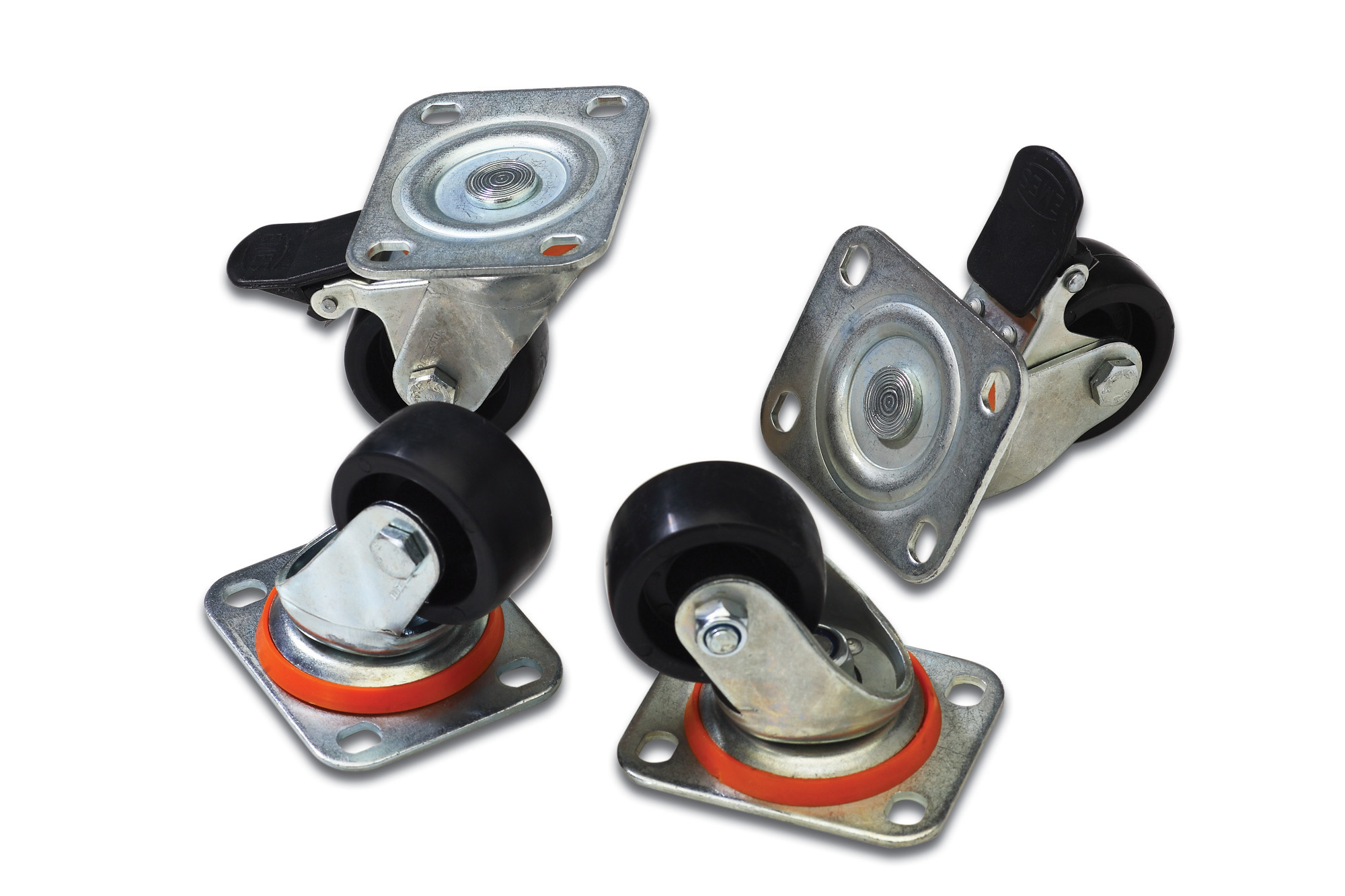 Tischrolle, Scharnierrolle, Gummirad, Metallhalter, Lagerung
