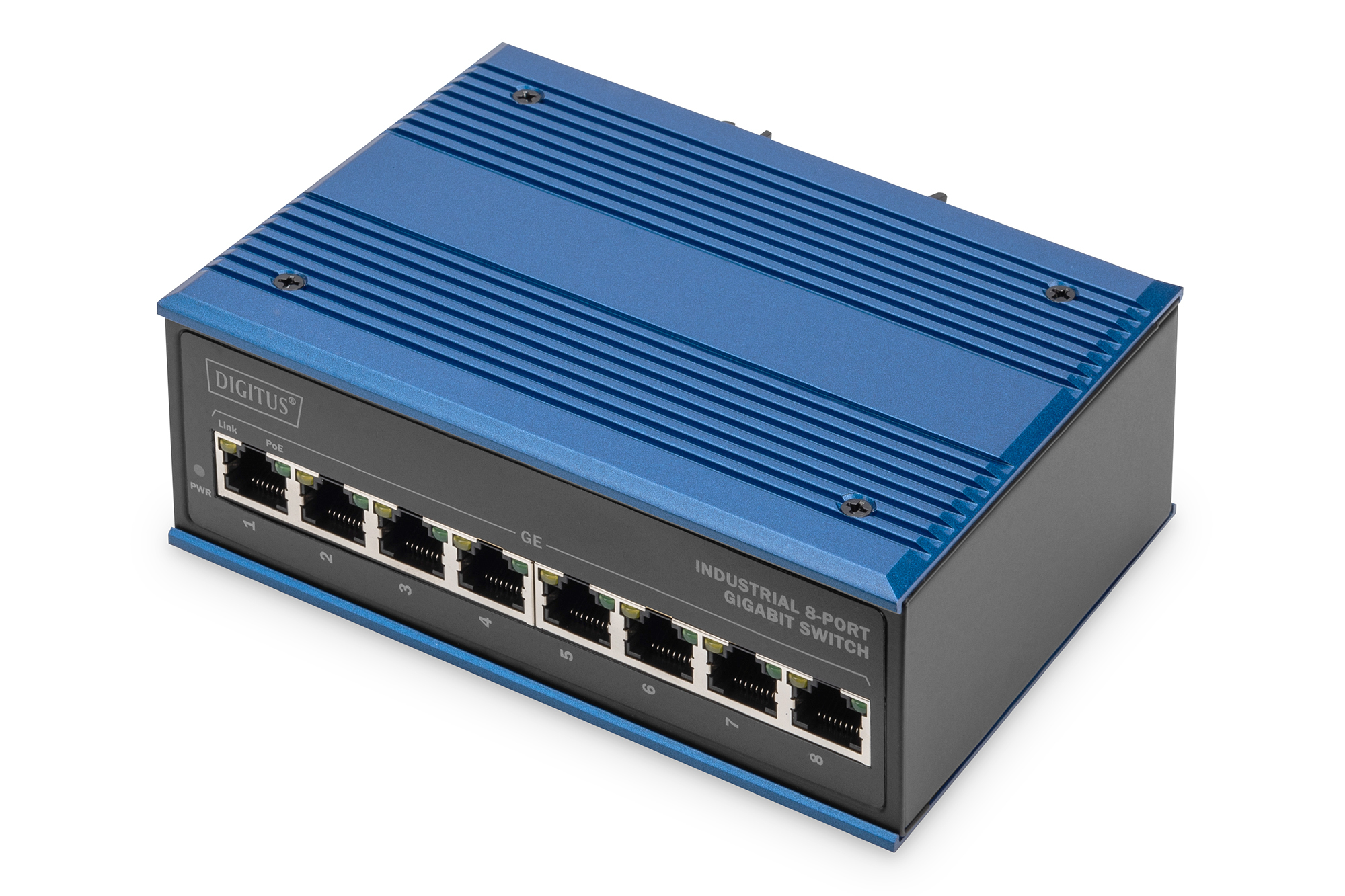 Industrie-Switch, 8-Port, Gigabit, PoE, Metallgehäuse