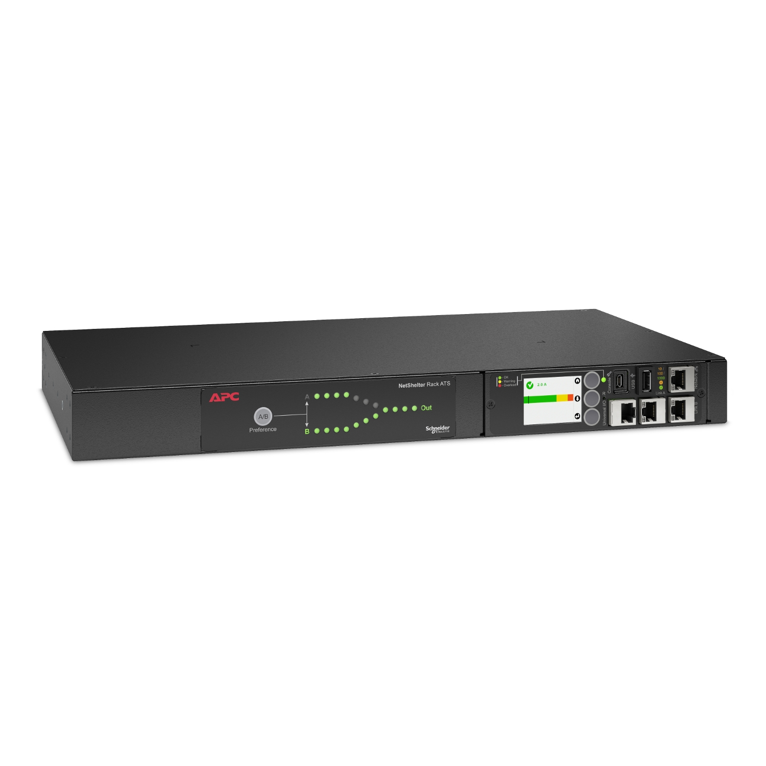 Rack-Umschalter, ATS, 19-Zoll-Gerät, Schwarz, LCD-Display