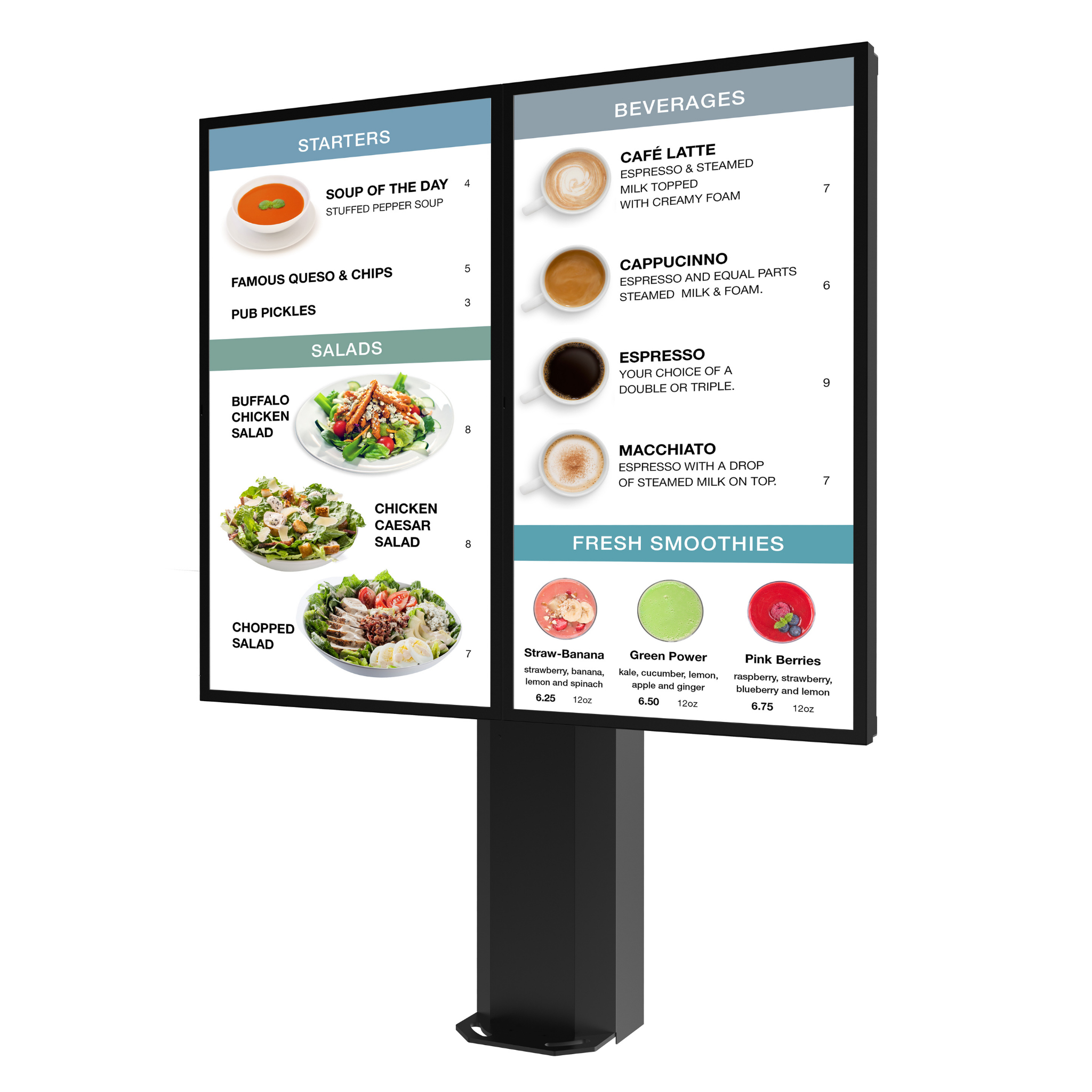 Peerless-AV Outdoor Portrait Digital Signage Menu Board Kiosk KOF555-2-EUK Text, Speisekarte