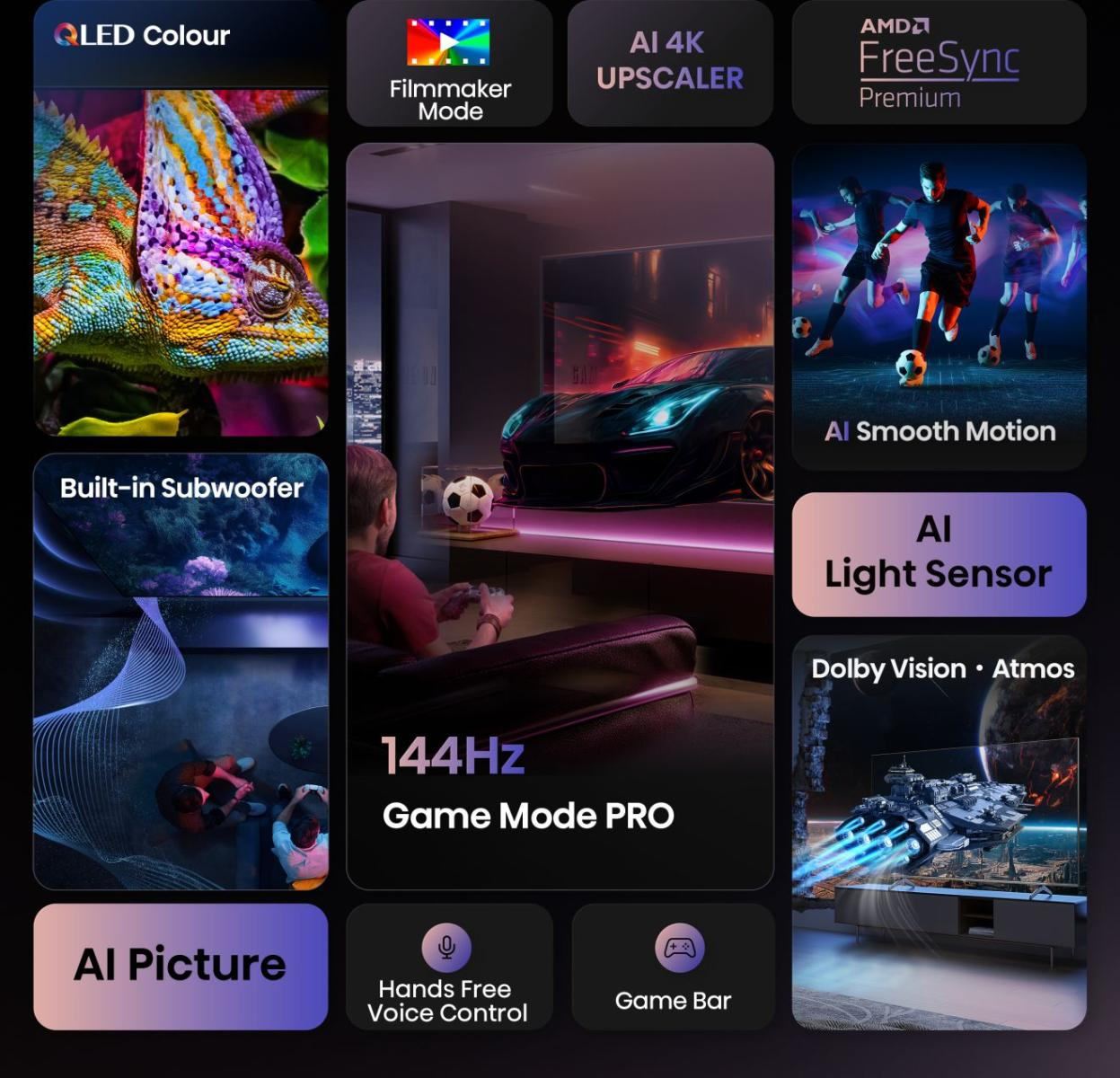 Gaming monitor, 144Hz, Game Mode, Built-in Subwoofer, AI features