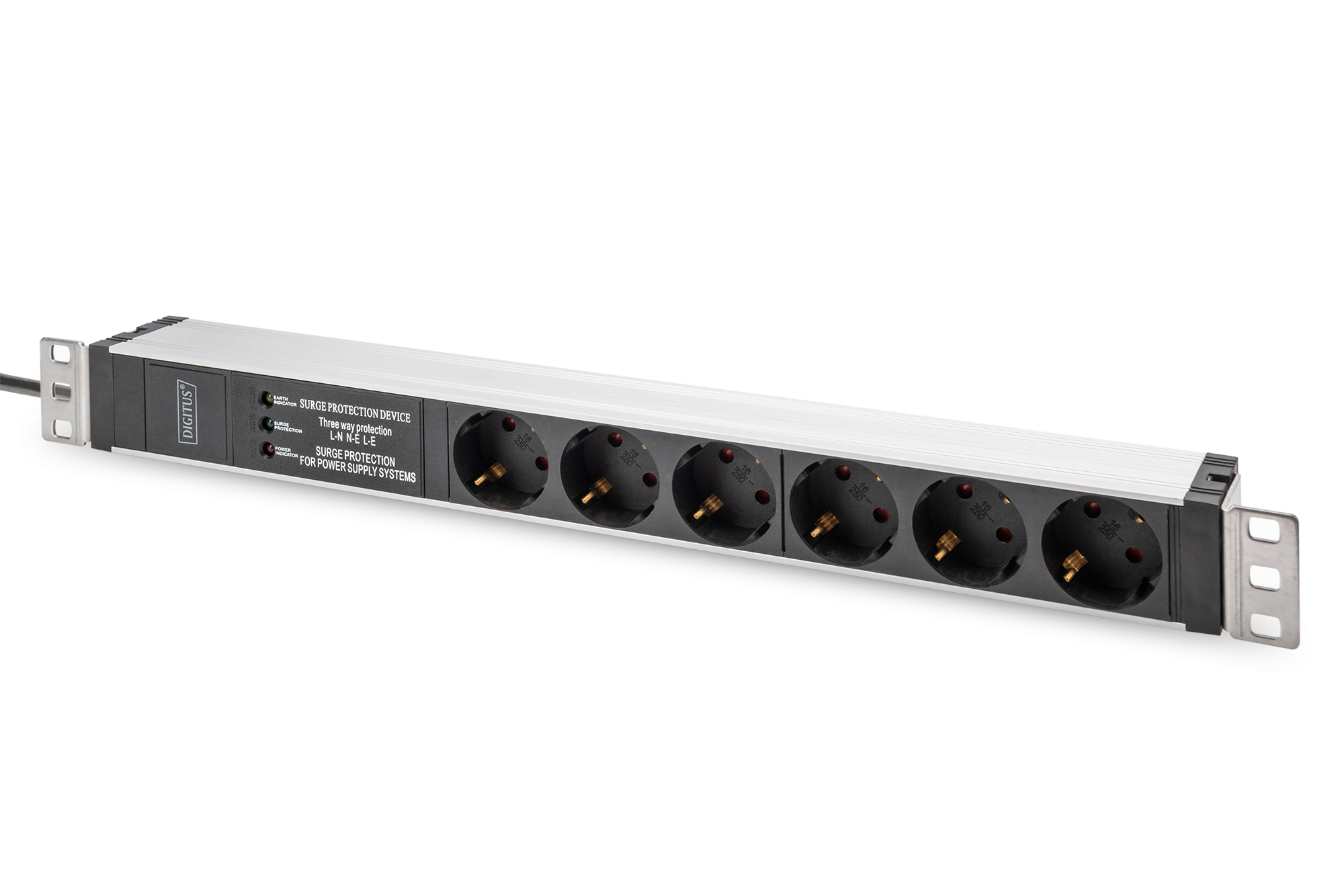 DIGITUS DN-95432 Steckdosenleiste mit Aluminiumprofil und Überspannungsschutz, integrierter Netzfilter, 6-fach Schutzkontaktsteckdose, 2 m Zuleitung S DIGITUS DN-95432 Steckdosenleiste mit Aluminiumprofil und Überspannungsschutz, integrierter Netzfilter, 6-fach Schutzkontaktsteckdose, 2 m Zuleitung S