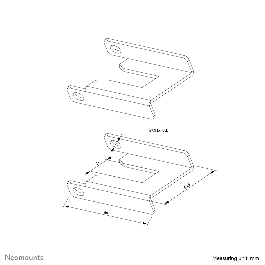 Neomounts Rollenbremsschloss - 60 mm - 55,5 mm - 28 mm - China - 100 Stück(e) - 235 mm