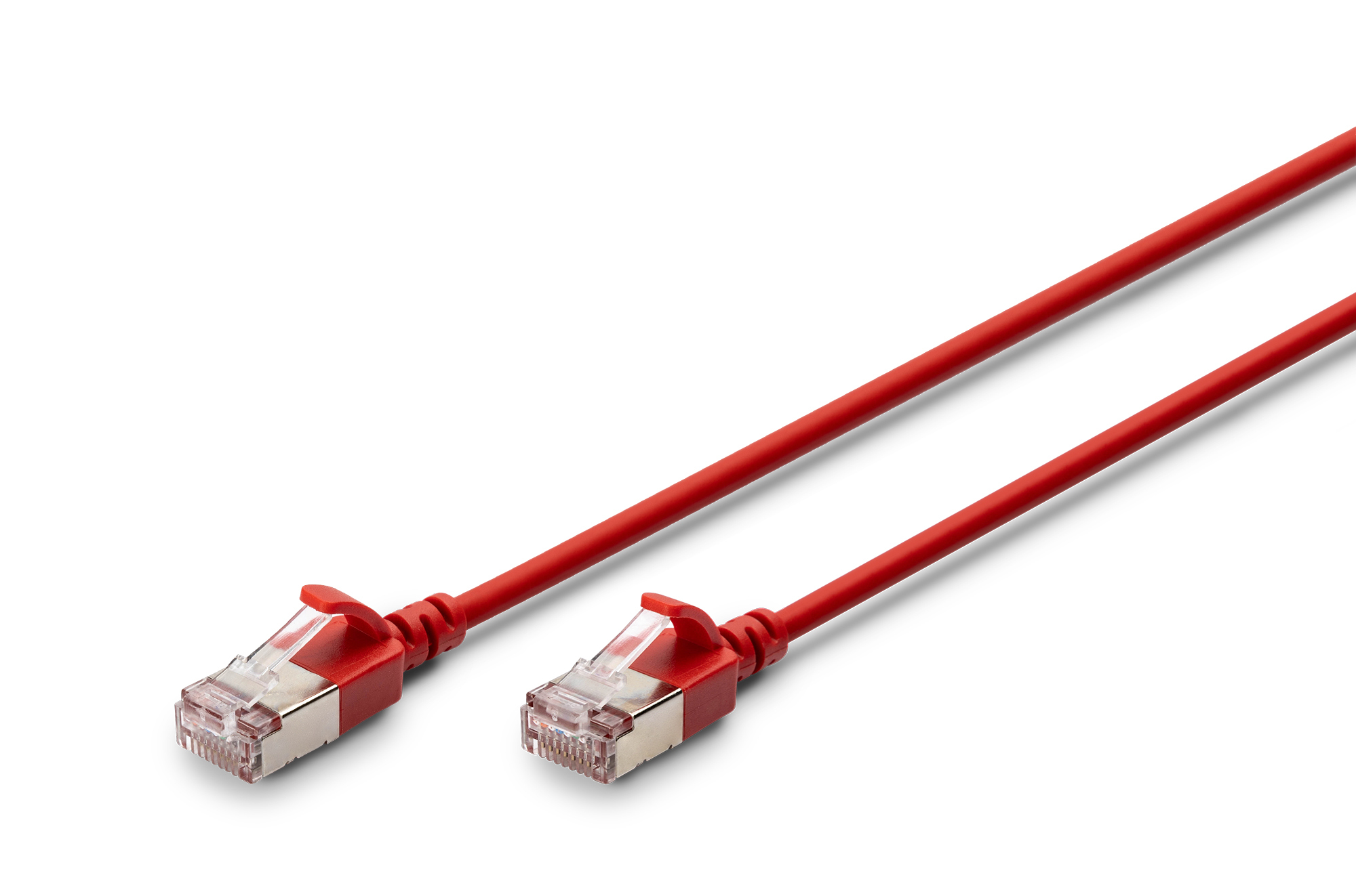 DIGITUS DK-1632-A-003S-R, CAT 6A F-FTP Slim Patchkabel, kupfer, LSZH AWG 32/7, Länge 0.3m, Rot Kabel, Rauchrohr