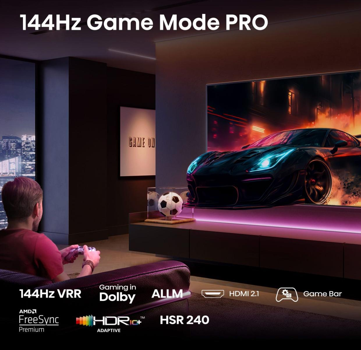 gaming room, TV&nbsp;car, game console, HDMI 2.1, 120Hz display