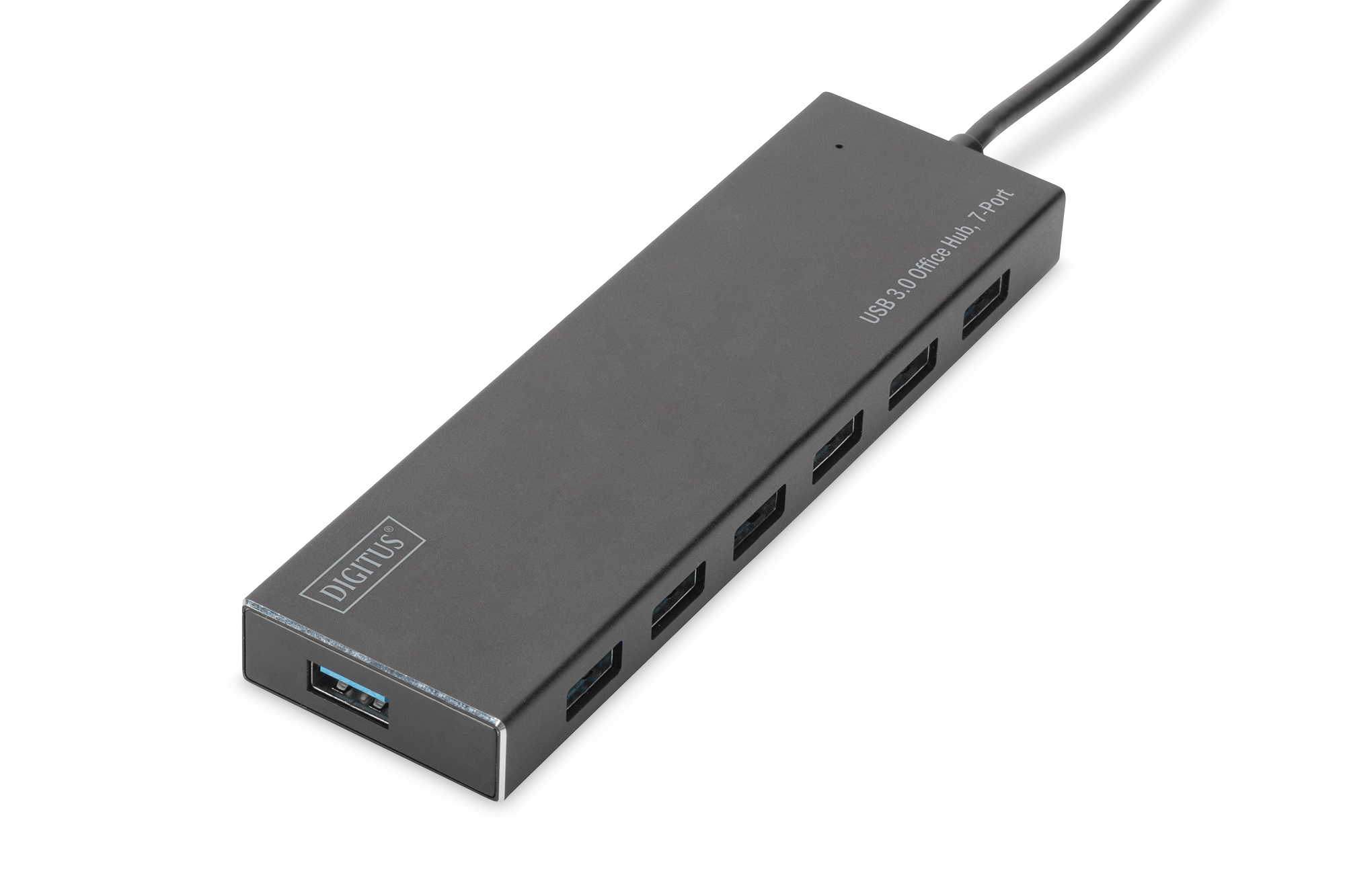 USB-Hub, 7-Port, Metall, Grau, Anschlüsse
