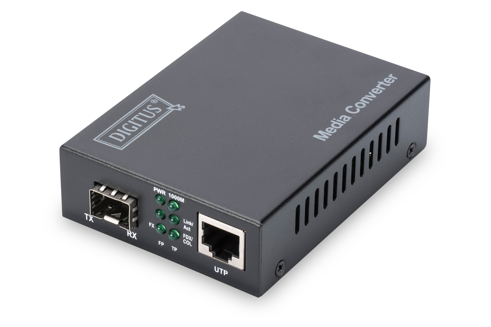 Netzwerkgerät, Media Converter, UTP, RJ45, LED-Anzeigen