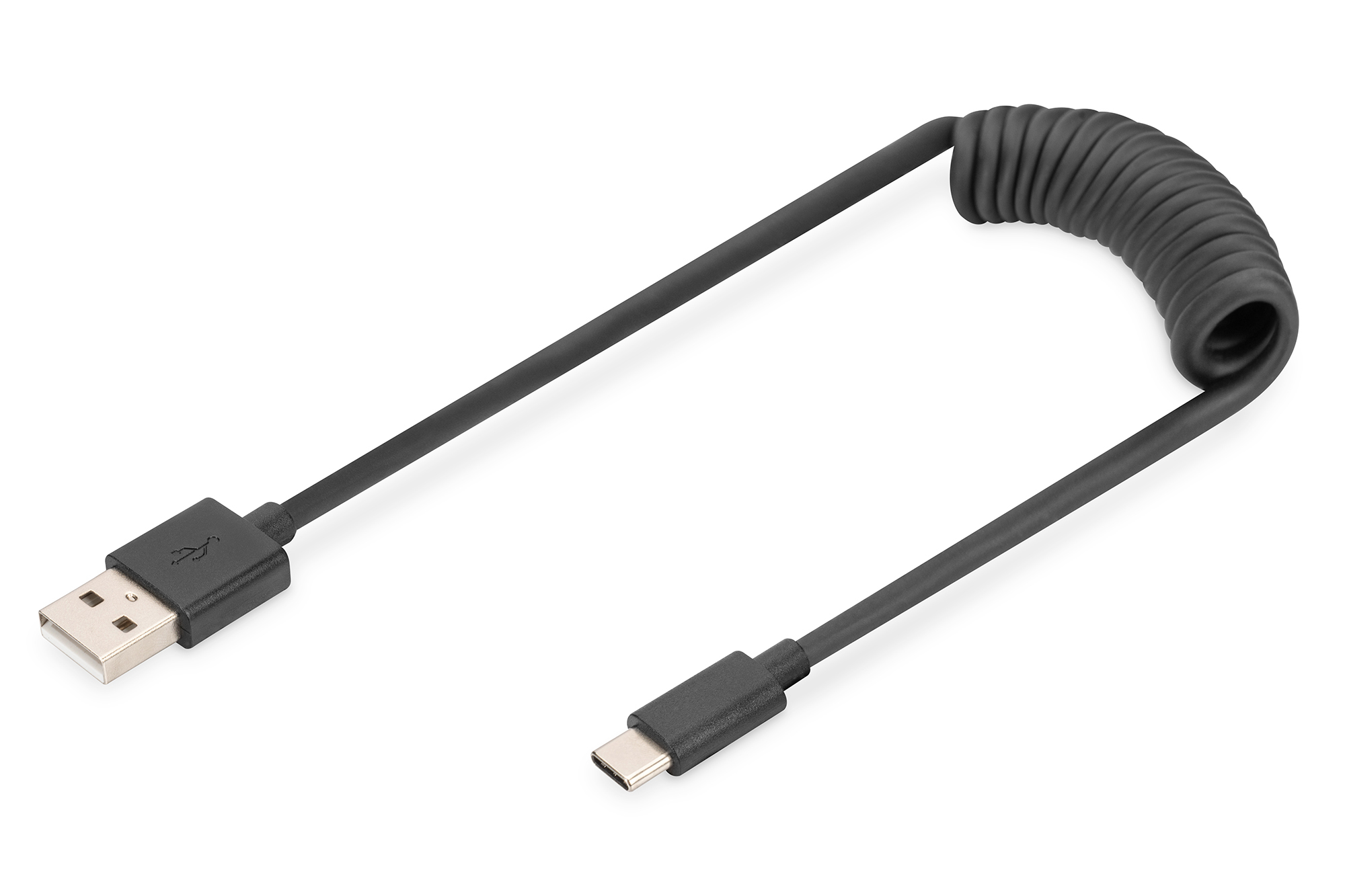 USB-C to USB-A Kabel, Kabel, Datenübertragung, gewellte Seite, schwarz