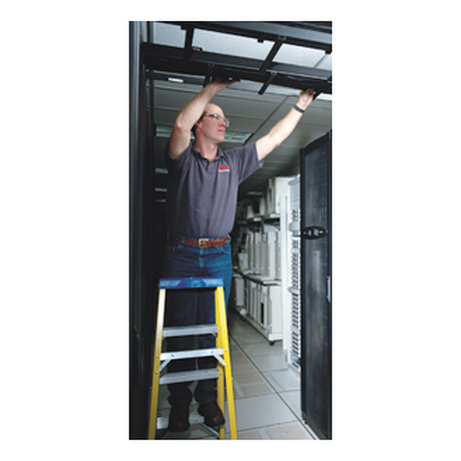 Mann, Leiter, Wartung, Serverraum, Installation