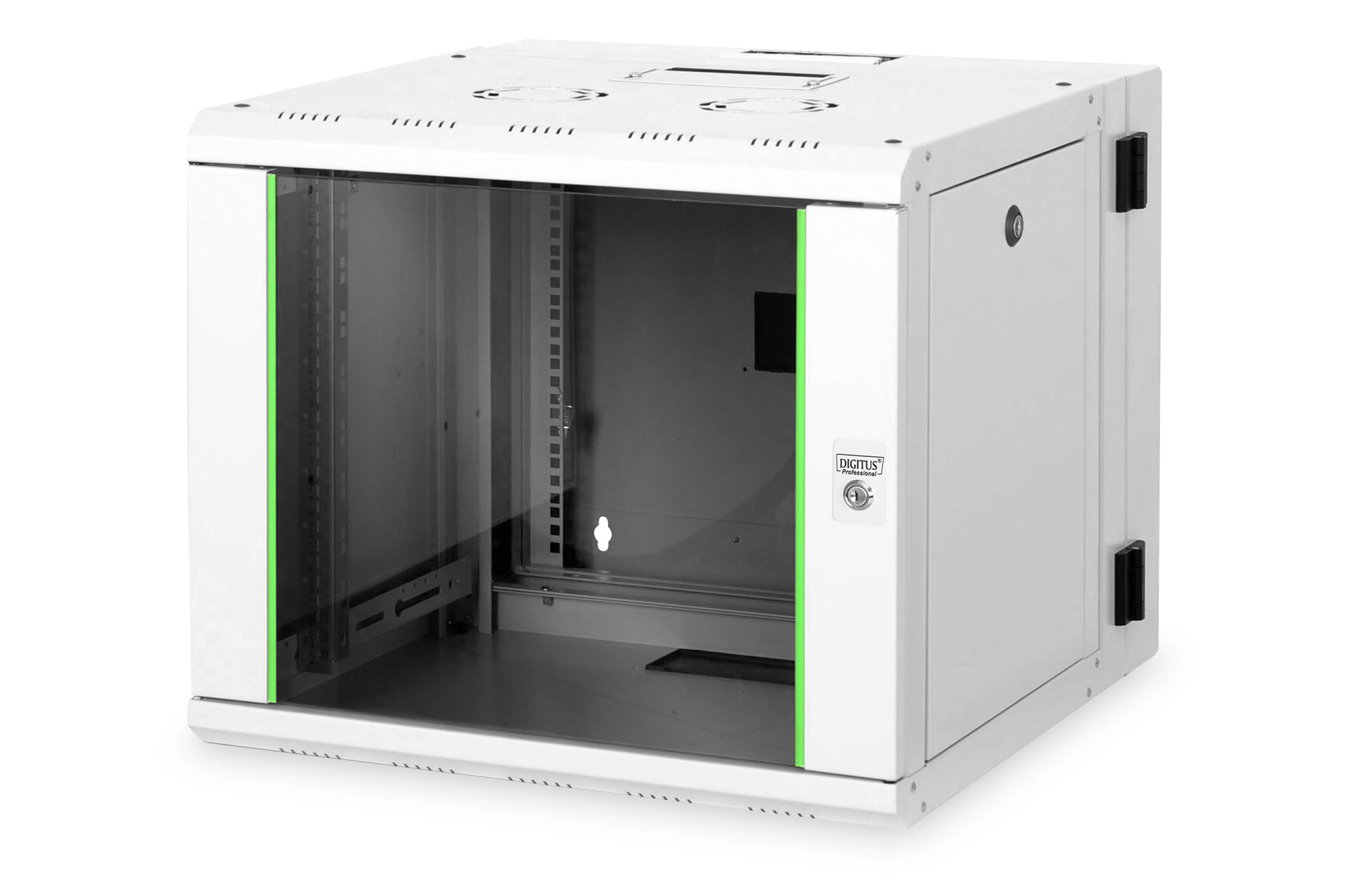 Serverrack, Schrankrack, Netzwerkgehäuse, Schrank mit Glashalter, Geräteeinbau